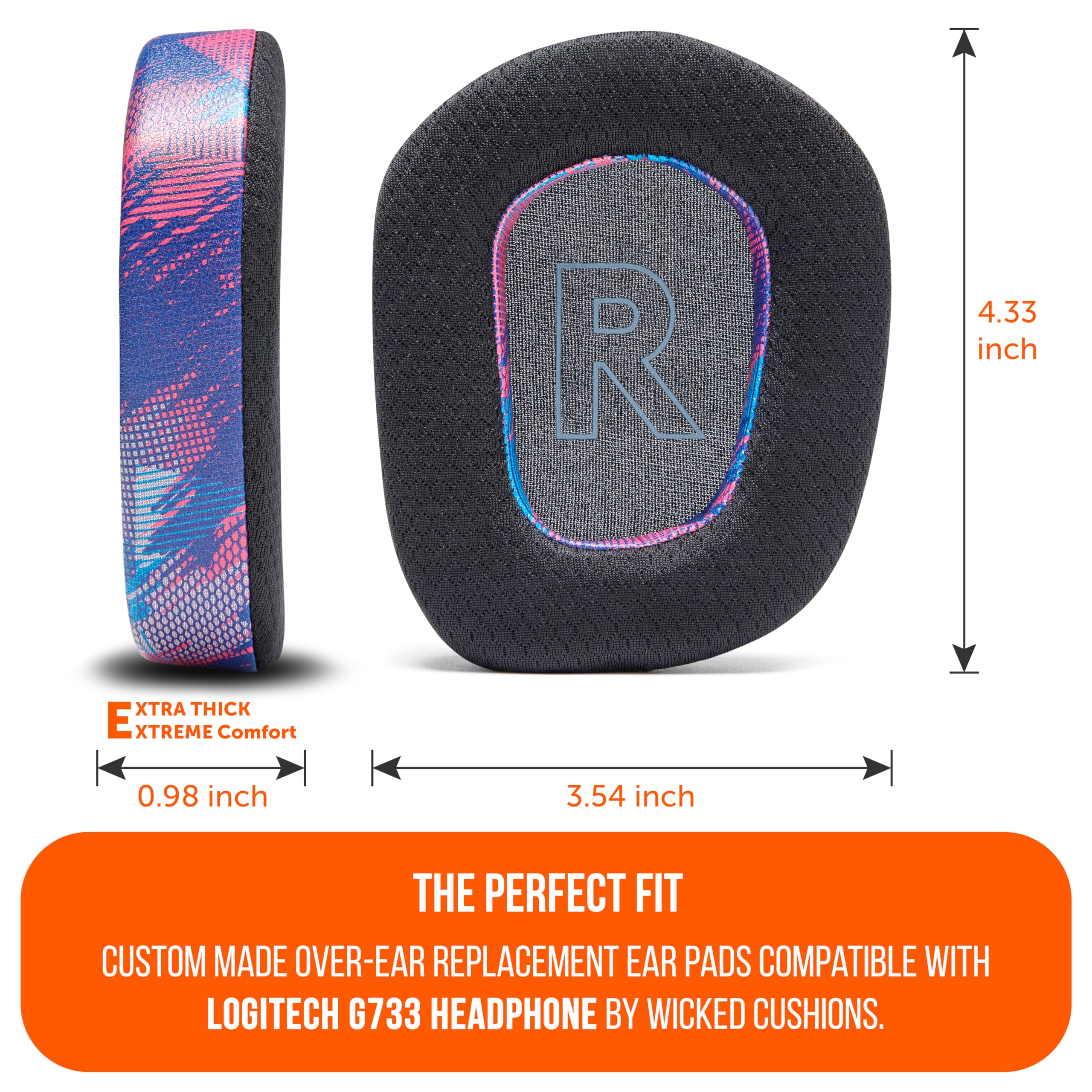 Wicked Cushions WC Freeze Cooling Gel Earpads for Logitech G733 Headphones - Enhanced Comfort & Thickness with Cooling Gel Technology for Gaming, Work & Long Wear | Perfect for PC, PS5 & Xbox Gamers