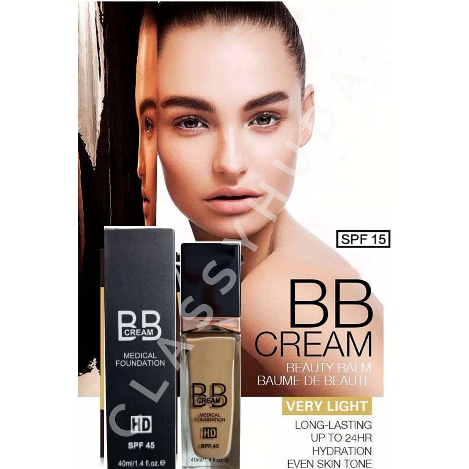 Huda Professional SPF 45 HD BB Foundation & Blender - Mini Makeup Kit for Travel & Touch-ups