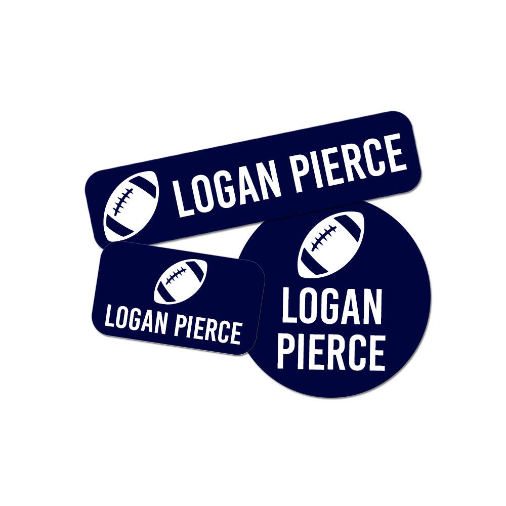 Label Daddy Personalized Name Labels - Sports Theme (Football Design) - 128 Waterproof Name Stickers for School Supplies, Shoes, Lunch Boxes & Jackets - Perfect for Kids' Back-to-School Organization & Sports Gear Identification