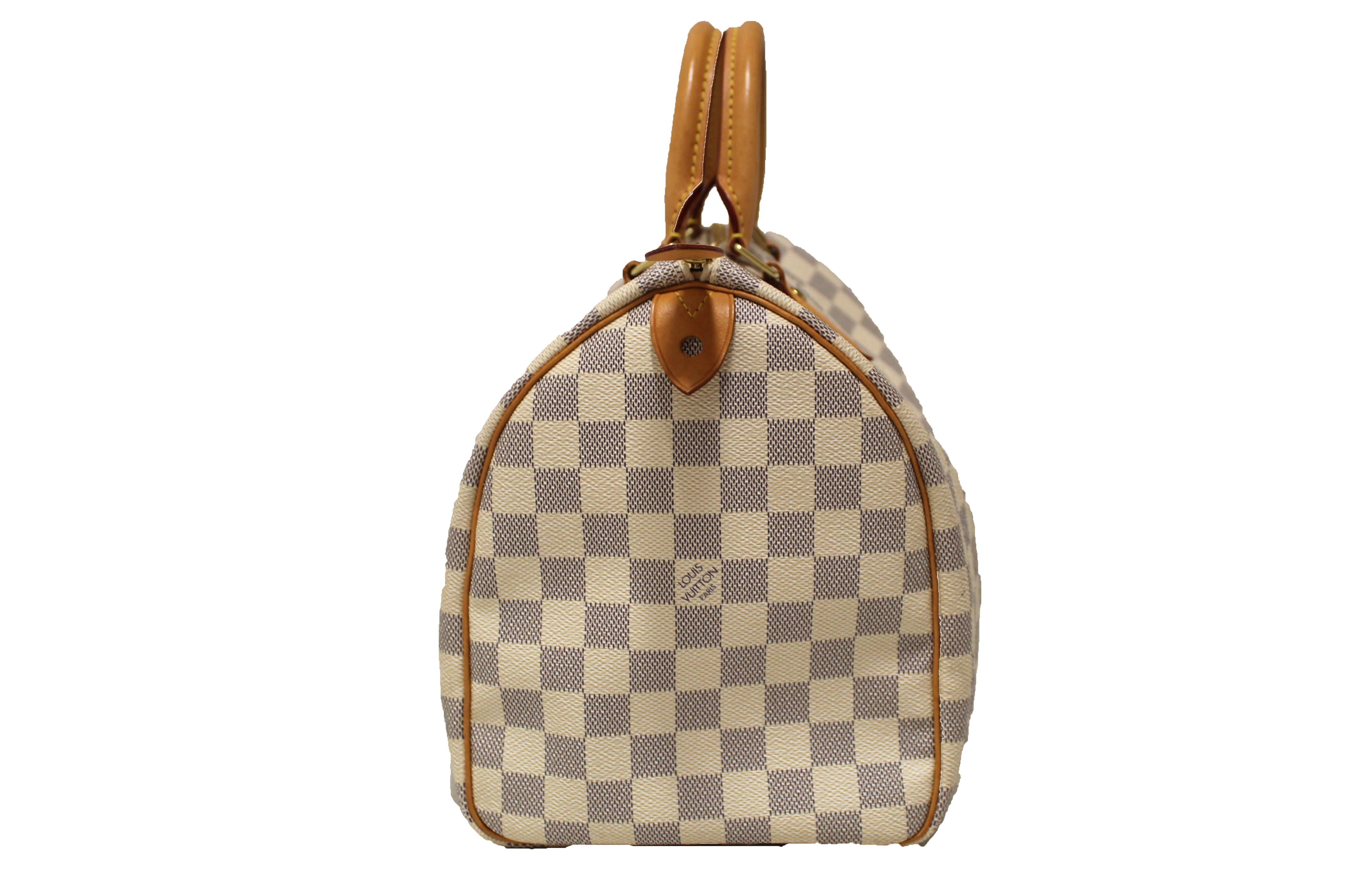 Authentic Louis Vuitton Damier Azur Speedy 30 Canvas Handbag for Women - Luxury Designer Tote Purse for Travel, Work & Everyday Use
