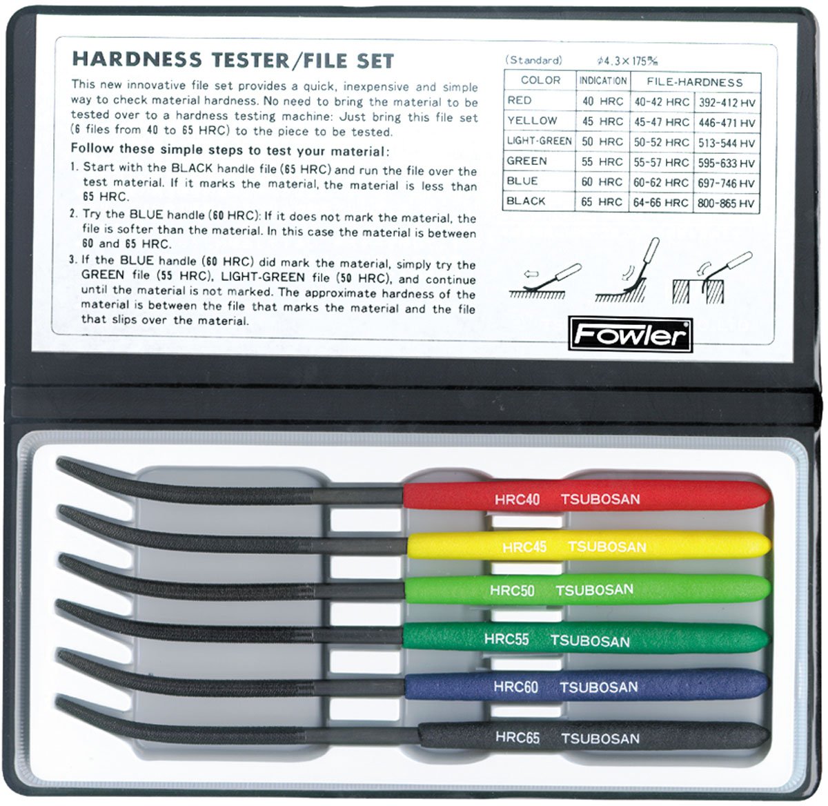 Fowler 52-760-000-0 Hardness Tester File Set - Professional Metal Hardness Testing Kit for Industrial and Workshop Use