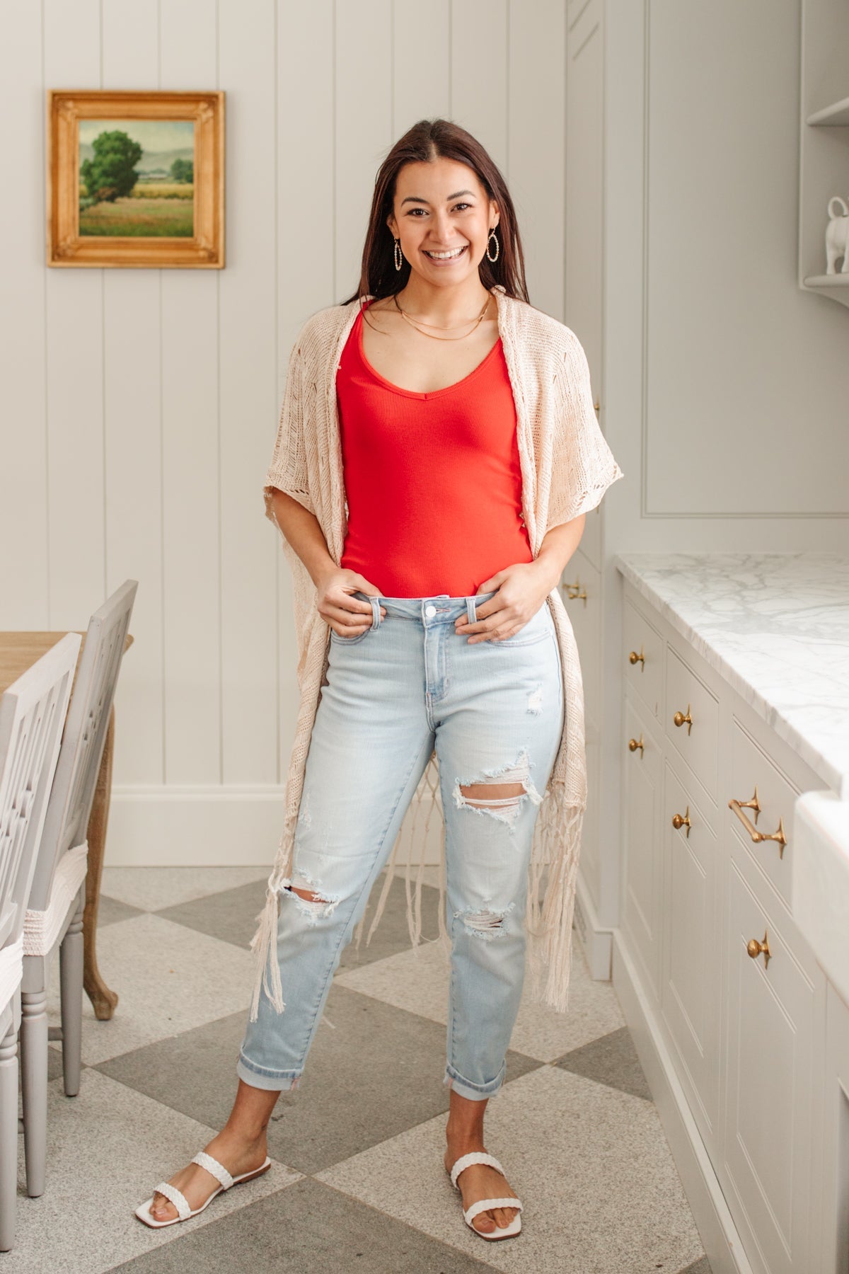Super Light Destroyed Boyfriend Jeans for Women - Vintage Ripped Distressed High Waist Denim Pants (Casual Streetwear, Date Night, Weekend Outfits)