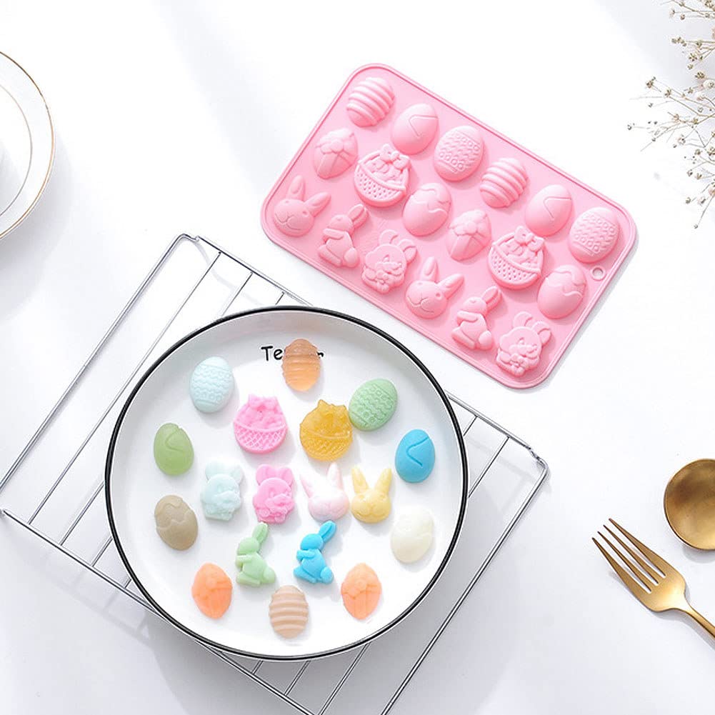 2PCS Easter Egg Silicone Mold Set - Bunny Chocolate Molds, Egg Shaped Baking Pan for Resin Cake, Candy & DIY Treats - Perfect for Easter Party Decorations & Holiday Baking