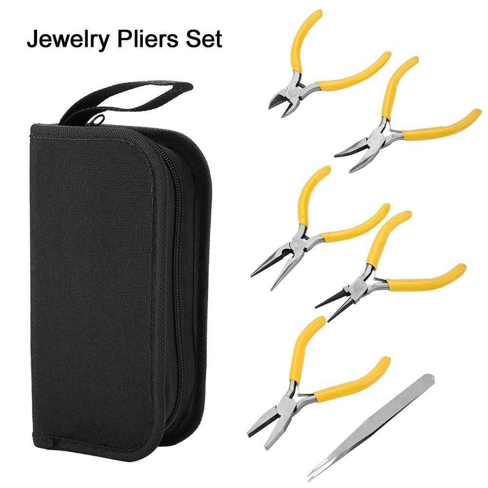 Professional 5-Piece Jewelry Pliers Set - Round Nose, Bent Nose, Needle Nose & Flat Nose Pliers for Jewelry Making, Beading & Repair | Perfect for DIY Crafts, Wire Wrapping & Jewelry Design Projects