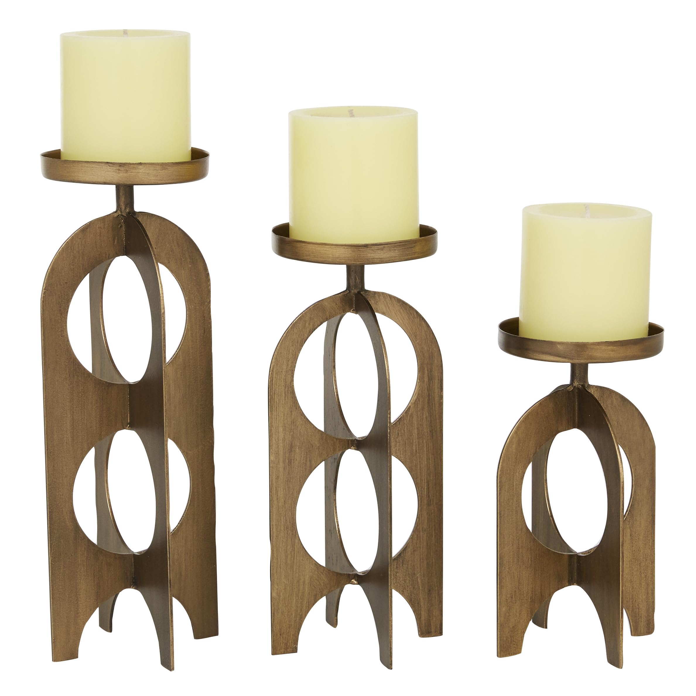 Deco 79 Set of 3 Gold Metal Handmade Decorative Candle Holders - 7