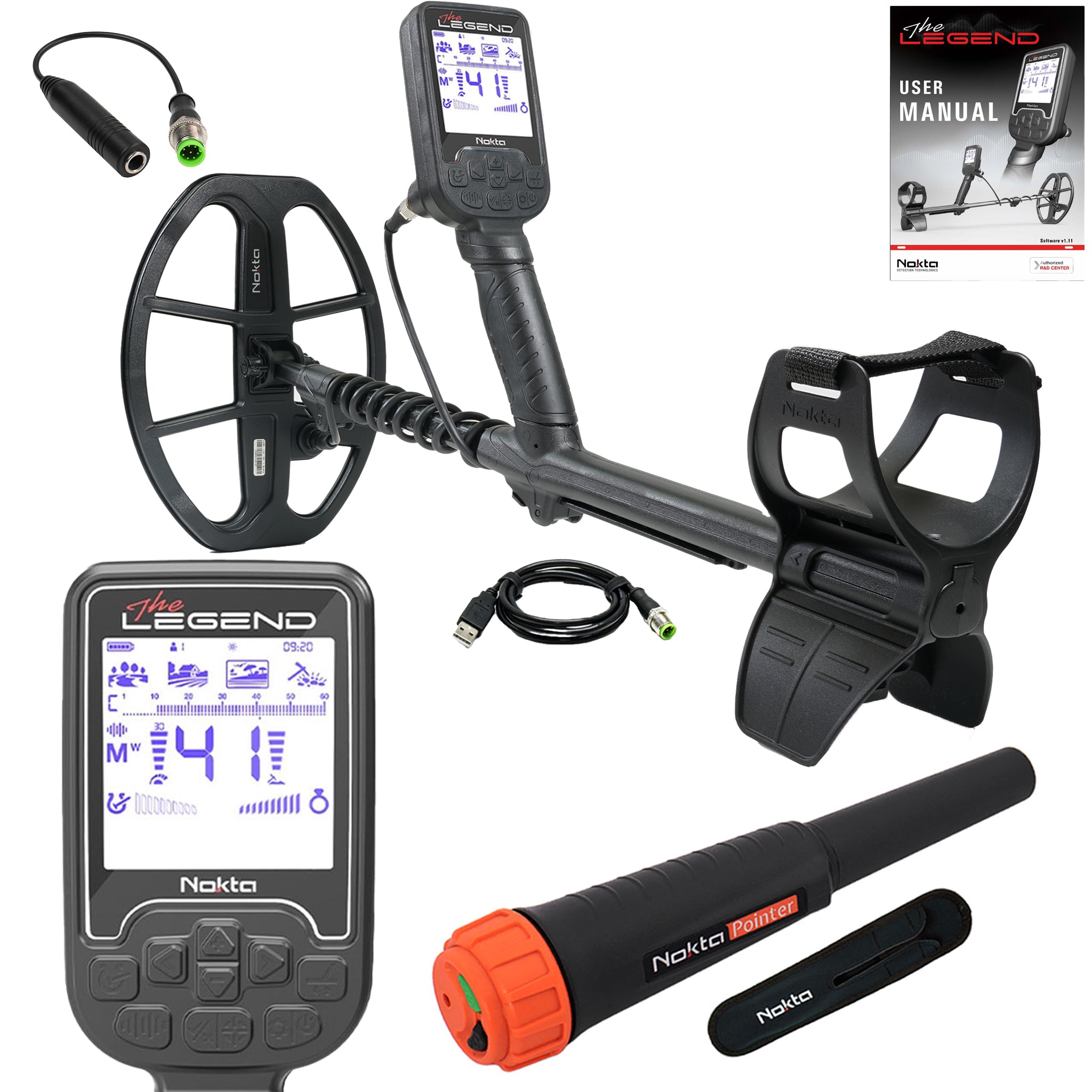 Nokta The Legend SMF Metal Detector with LG30 12 x 9 Coil - Professional Waterproof Metal Detecting Kit for Beginners & Experts - Perfect for Beach, Park & Treasure Hunting Adventures