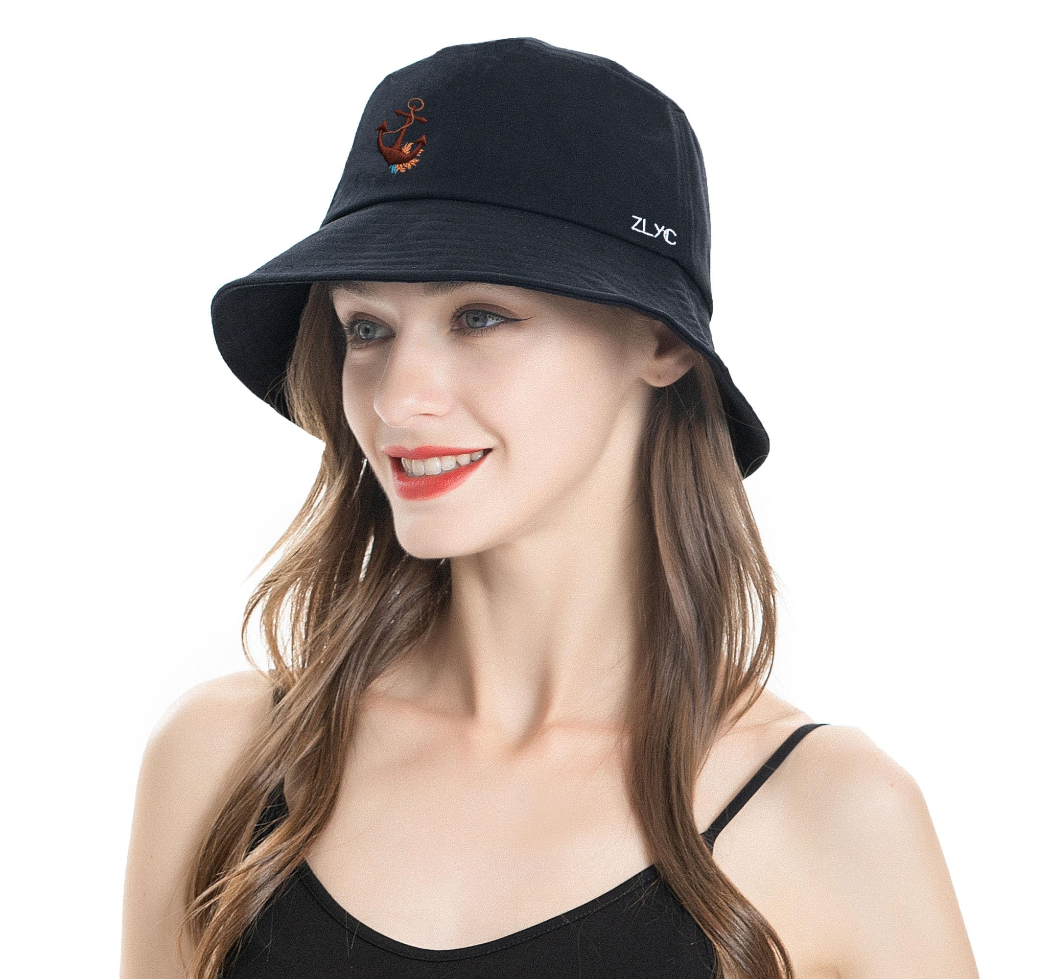 ZLYC Unisex Embroidered Bucket Hat - Summer Fashion Fisherman Cap for Men & Women - Perfect for Beach, Outdoor Activities & Street Style
