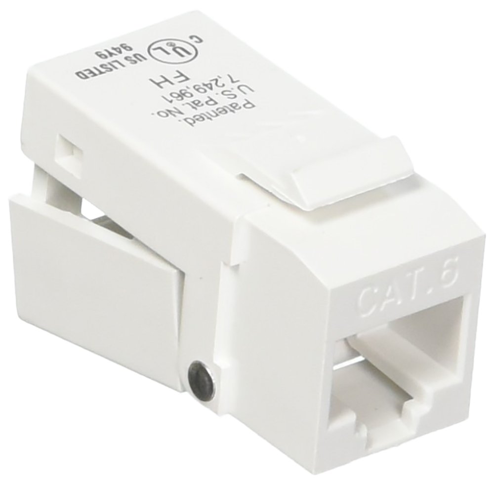 Platinum Tools EZ-SnapJack Cat6 Ethernet Cable Connector - White | High-Speed RJ45 Network Jack for Cat6 Cables | Ideal for Home Office, Data Centers & Networking Installations