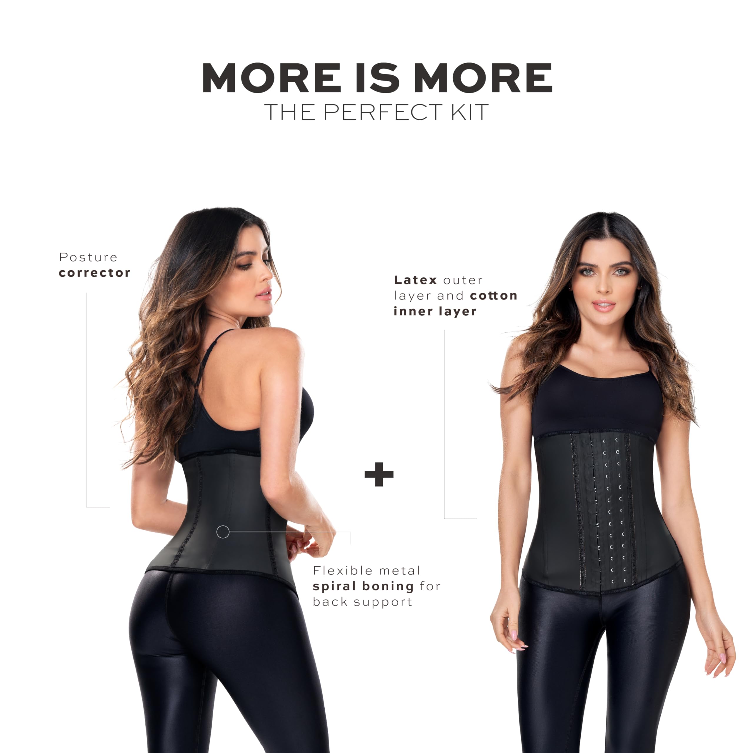 Ann Chery 2021 Latex Waist Trainer for Women - Colombian 3-Hook Waist Cincher Corset | Body Shaper 2-Pack Set for Tummy Control & Hourglass Figure | Perfect for Daily Wear, Workout & Postpartum Recovery