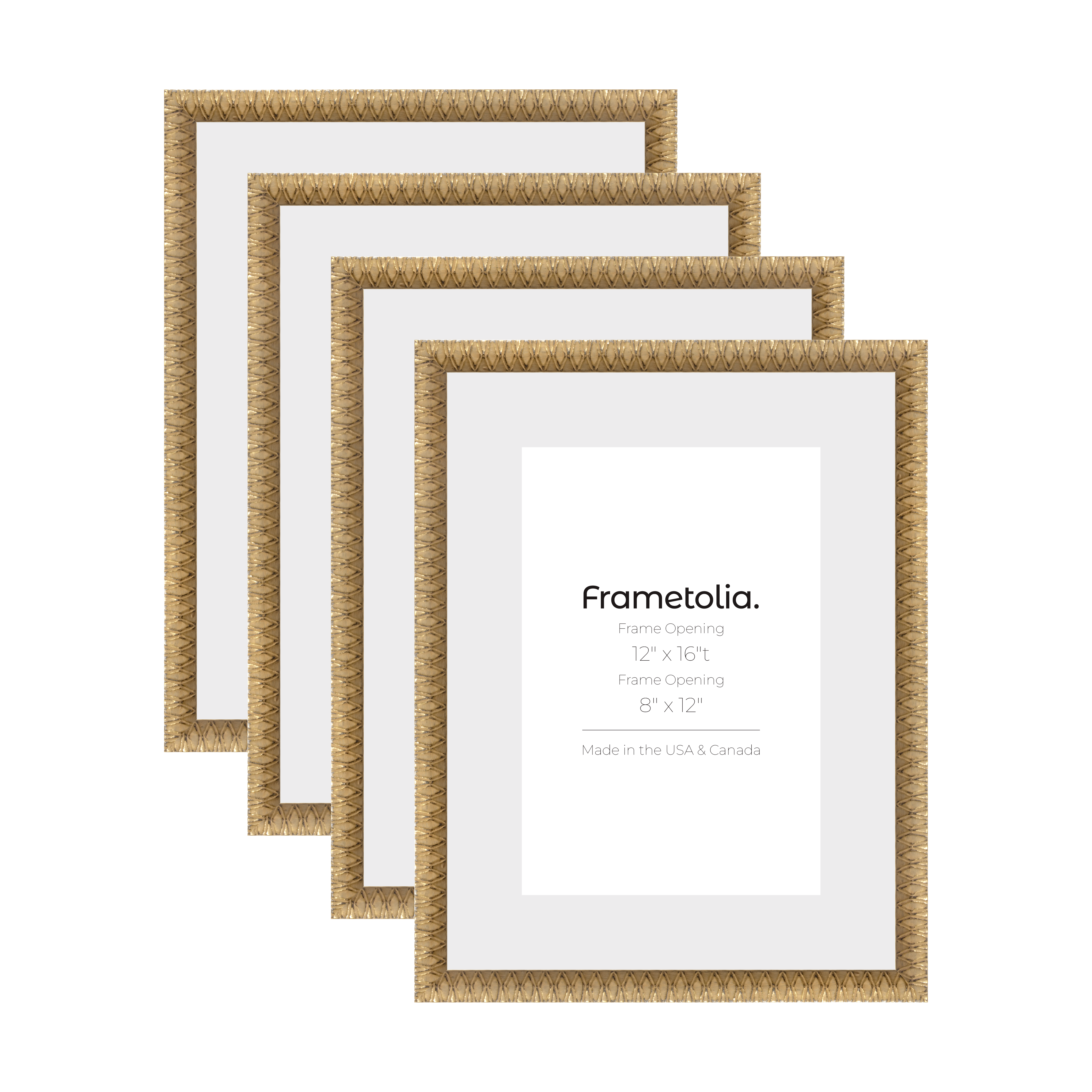 Art Deco Gold Wall Frames - Set of 4 (7/8 Inch Width) - Perfect for Living Room, Bedroom & Office Decor