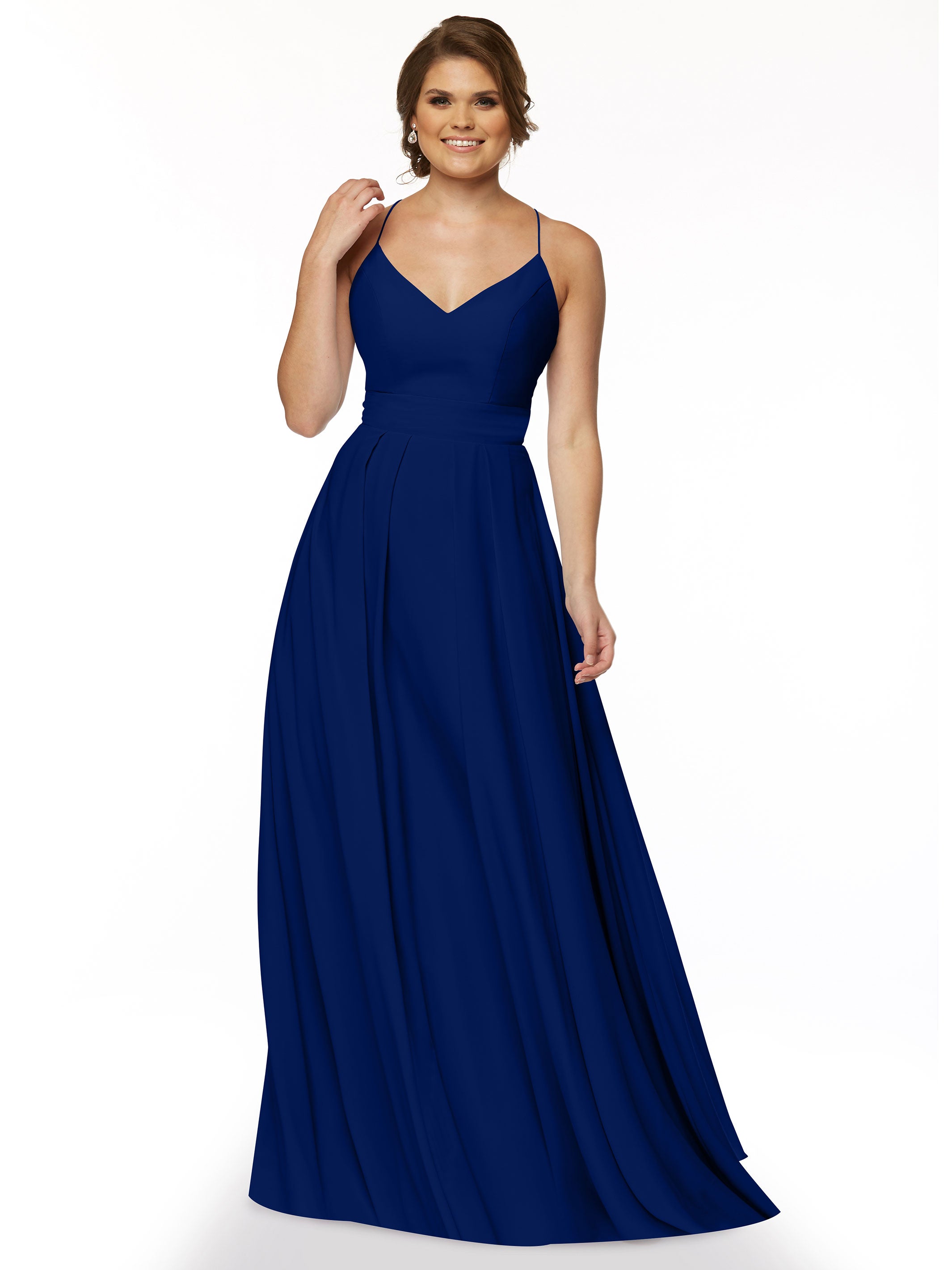 Elegant 83027 Stretch Chiffon A-Line Bridesmaid Dress with Pleats - Perfect for Weddings, Formal Events & Evening Parties