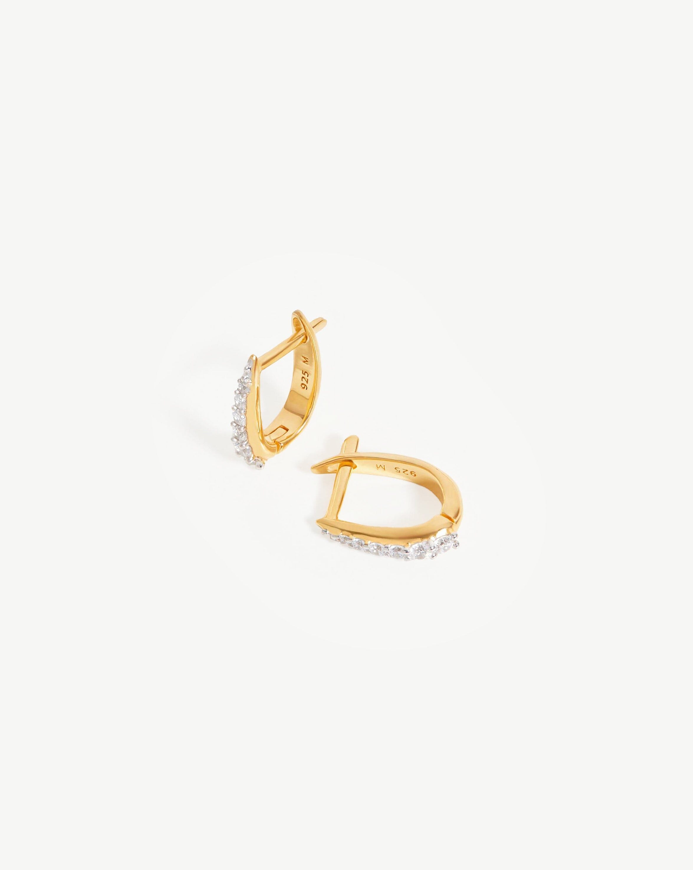 18k Gold Vermeil Claw Huggies with Pavé - Elegant Hoop Earrings for Women, Perfect for Parties, Weddings & Everyday Wear
