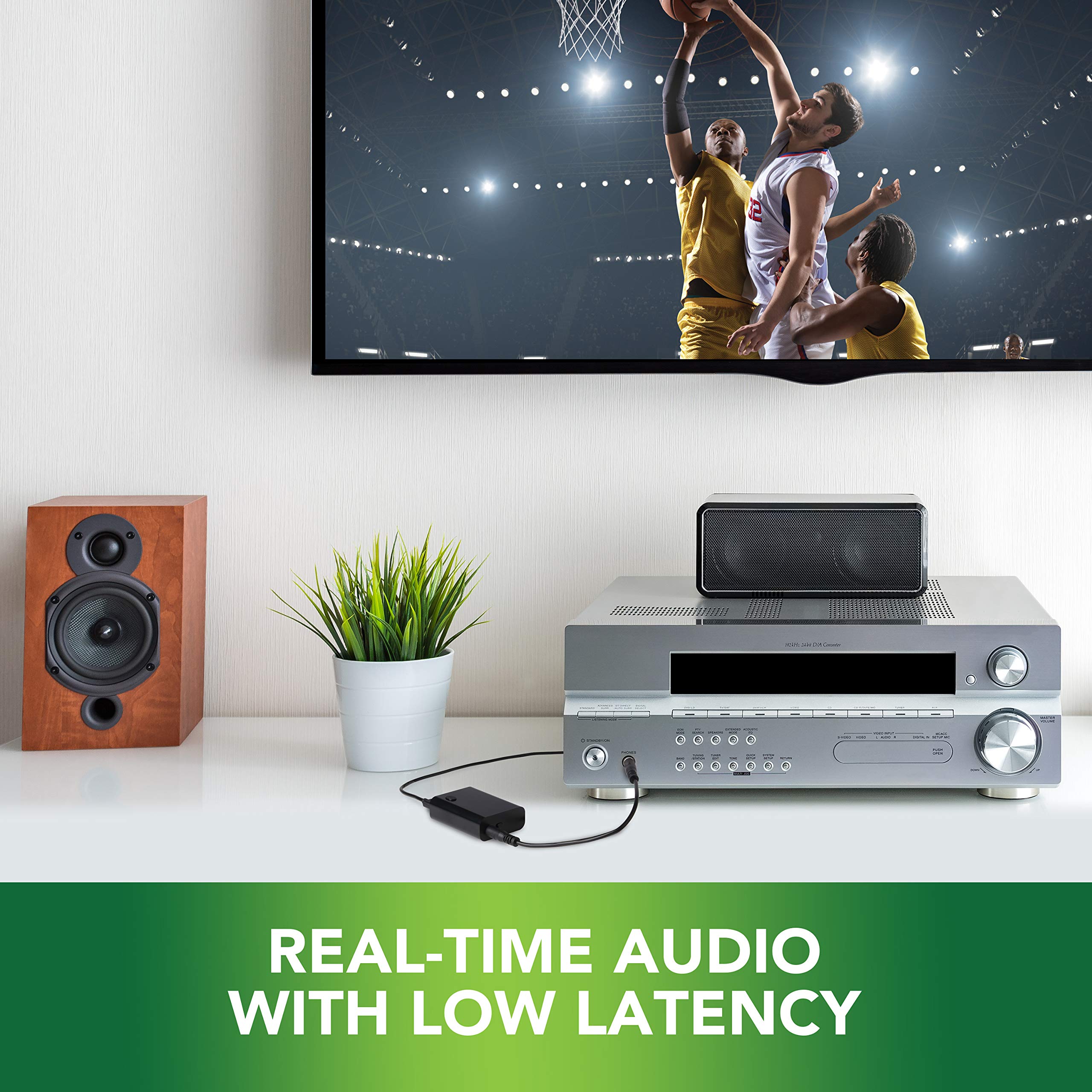 Jensen Portable Wireless Audio Transmitter & Receiver - Bluetooth 5.0 for TV, Home Theater, Car Stereo & Gaming | 32ft Range, 13H Playtime | Perfect for Home Entertainment, Road Trips & Nintendo Switch Gaming