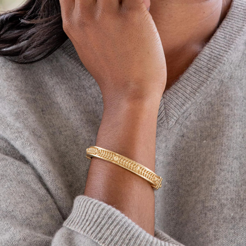 Capucine De Wulf Berry Vine Hinged Bangle Bracelet - 18K Gold Plated Women's Jewelry for Wedding, Party & Special Occasions
