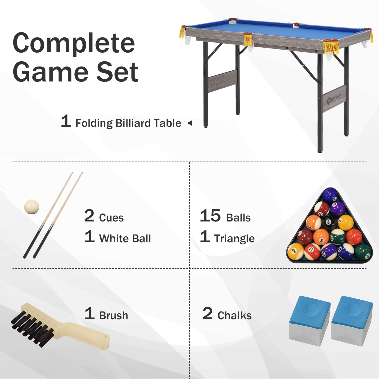 Portable Folding Billiard Table Set - Indoor/Outdoor Pool Table with Cues, Triangle, Chalk & Brush for Game Rooms - Perfect for Family Fun, Parties & Recreation Spaces
