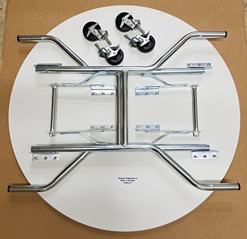 36 Inch Round Folding Table with Wheels - Portable & Sturdy Event Table for Weddings, Parties, Banquets - Perfect for Indoor/Outdoor Catering & Venue Setup