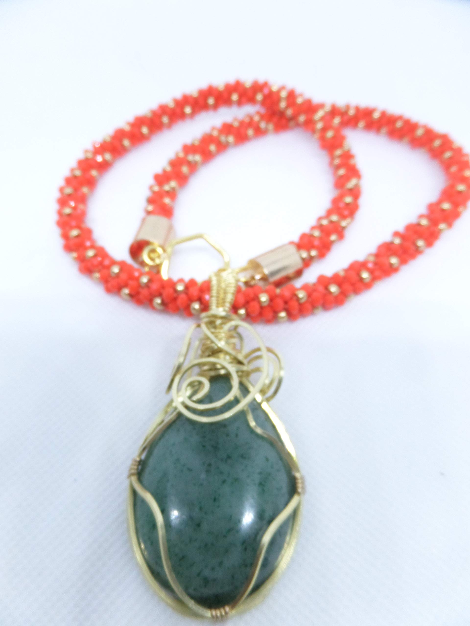 Handmade Beaded Kumihimo Necklace with Wire Wrapped Pendant - Elegant Boho Jewelry for Women, Perfect for Weddings, Parties & Everyday Wear