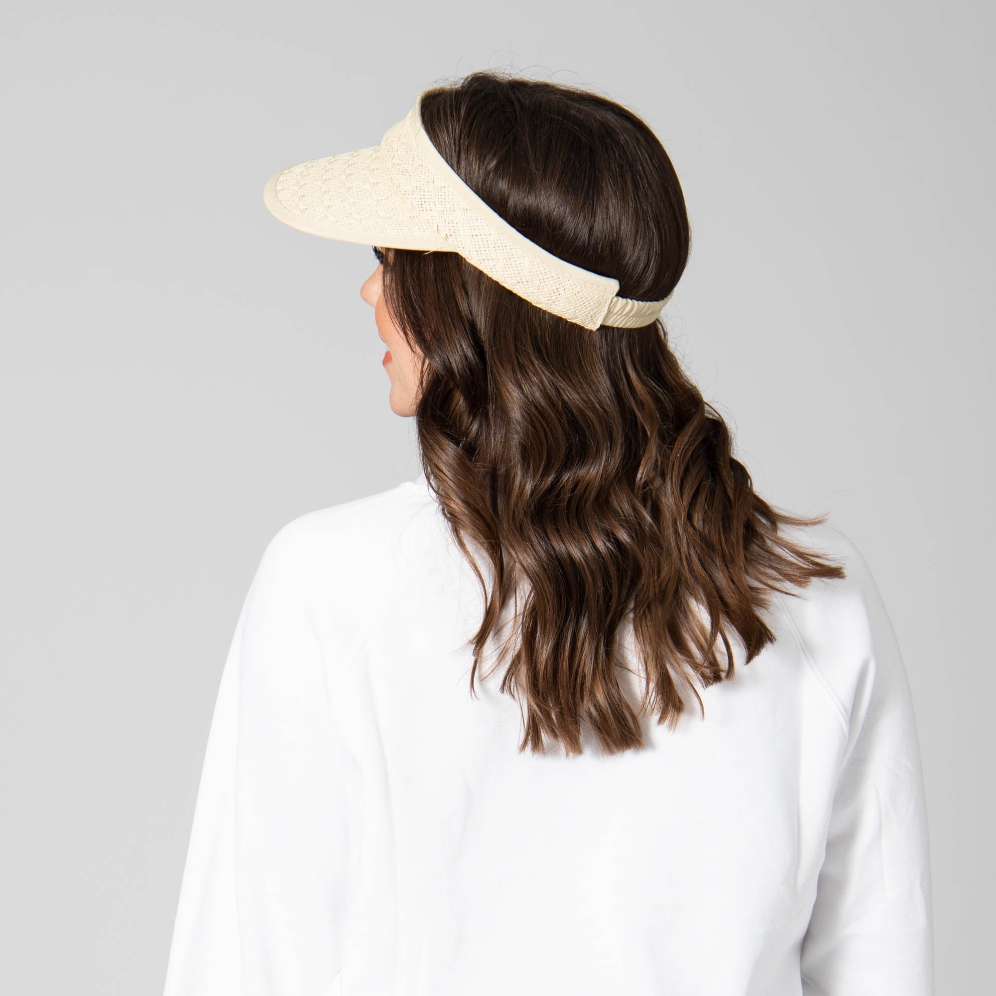 Women's Paperbraid Sun Visor with Floral Sweatband - UV Protection Summer Hat for Outdoor Activities, Beach, Golf & Gardening (CTV042)