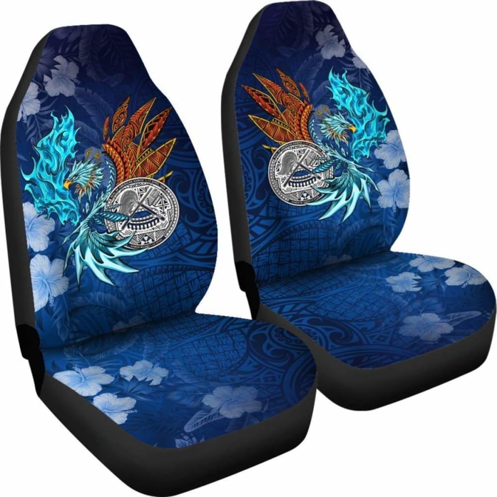 Premium American Samoa Polynesian Car Seat Covers - Blue Polynesian Eagle Design 110424 | Durable & Stylish for SUVs, Trucks & Sedans