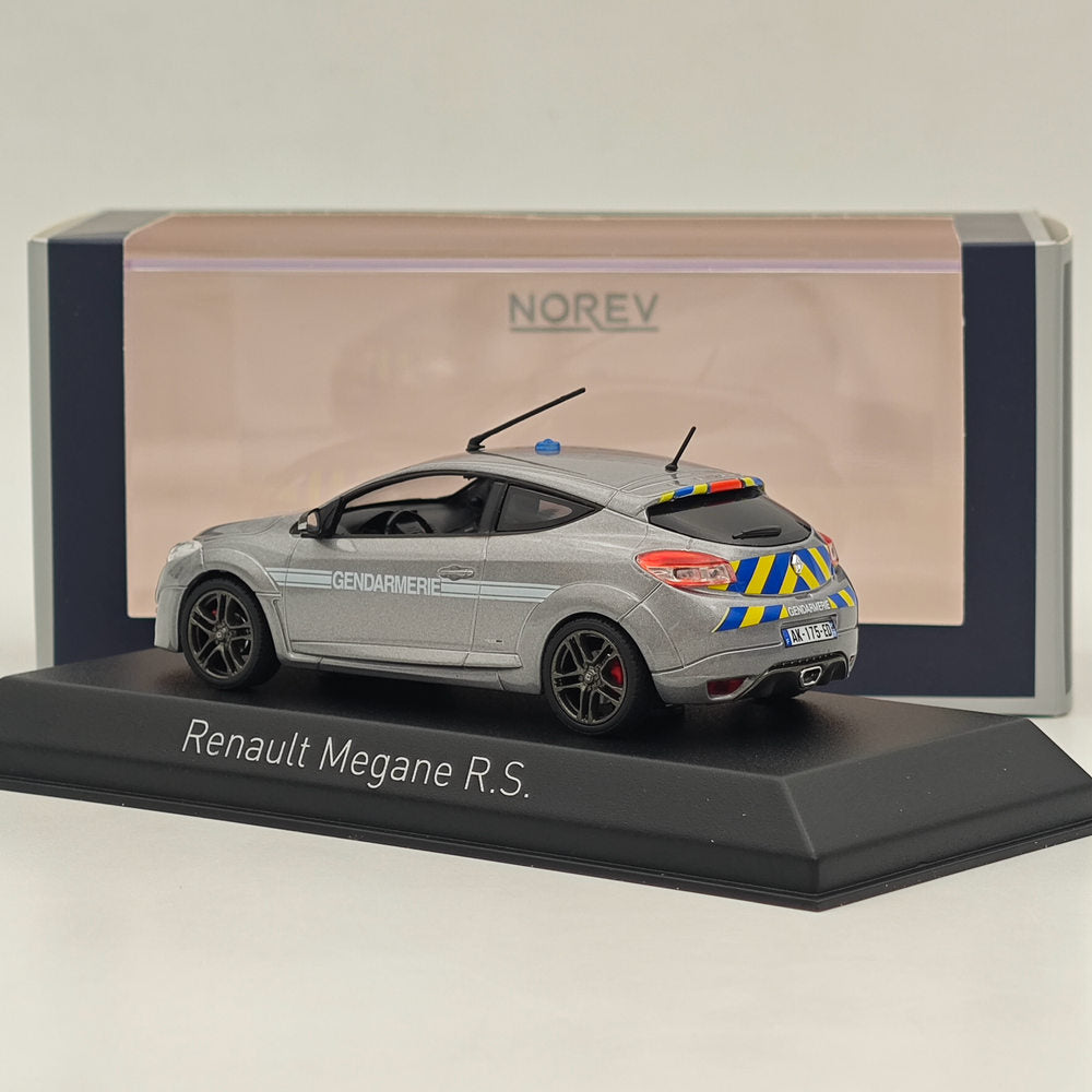 1/43 Scale Norev Renault Megane R.S. 2010 Gendarmerie Police Diecast Model Car - Grey - Collectible Miniature Vehicle for Display & Racing Scenes