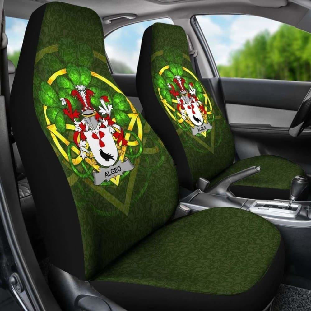 Algeo Ireland Car Seat Cover Set of 2 - Celtic Shamrock Design Waterproof Seat Protectors for Cars, SUVs & Trucks - Perfect for St. Patrick's Day & Irish-Themed Decor