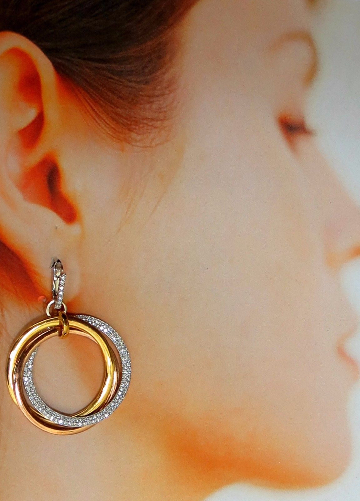 3.80ct Natural Diamond Rolling Loop Dangle Earrings in 14K Gold - Elegant Dangling Hoop Earings for Women, Perfect for Weddings, Parties & Special Occasions