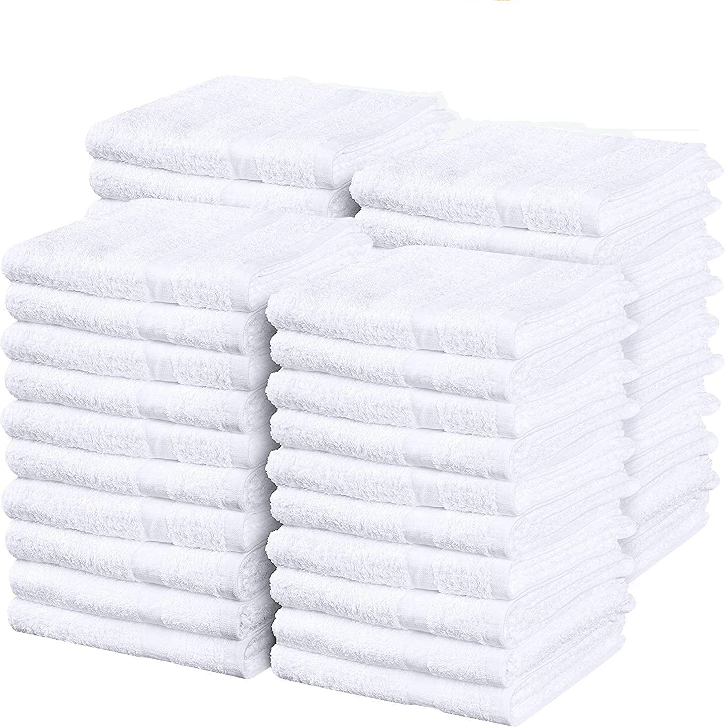 Simpli-Magic 79421 Commercial Grade Soft Plush Cotton Terry Towels - Bulk 60 Count (Pack of 4) - Premium White Bath Towels for Spa, Hotel & Gym Use