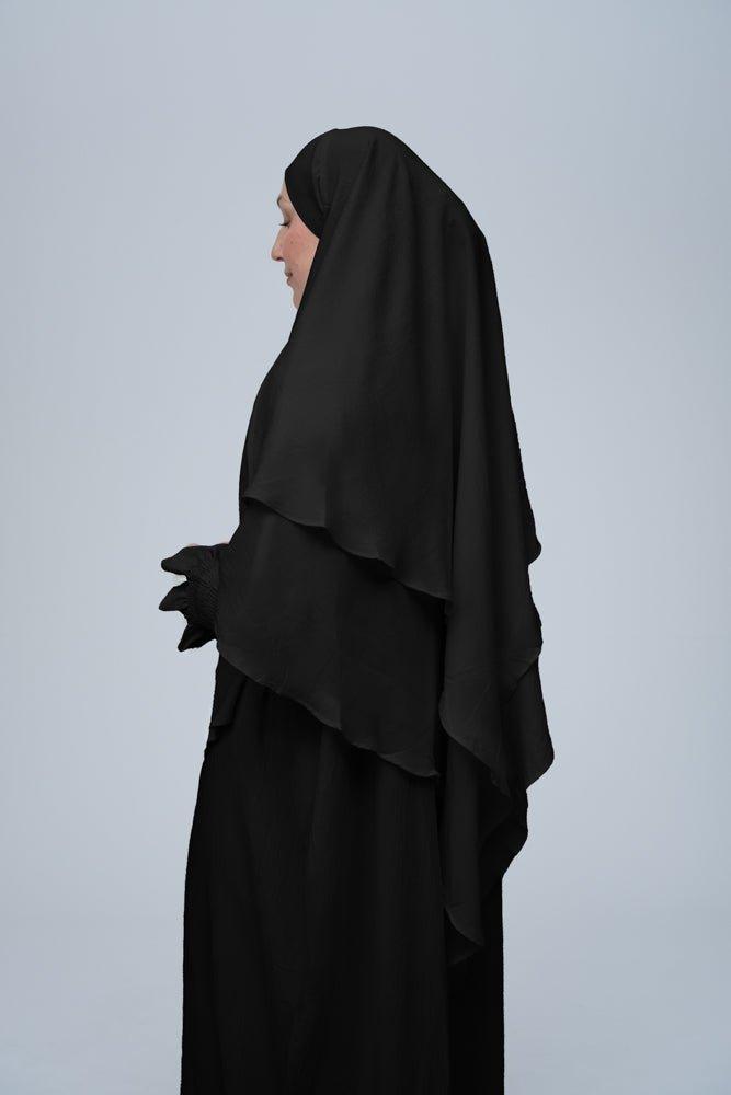 Black Pristine Prayer Gown for Omrah & Islamic Worship - Perfect for Hajj, Umrah & Daily Salah Prayers