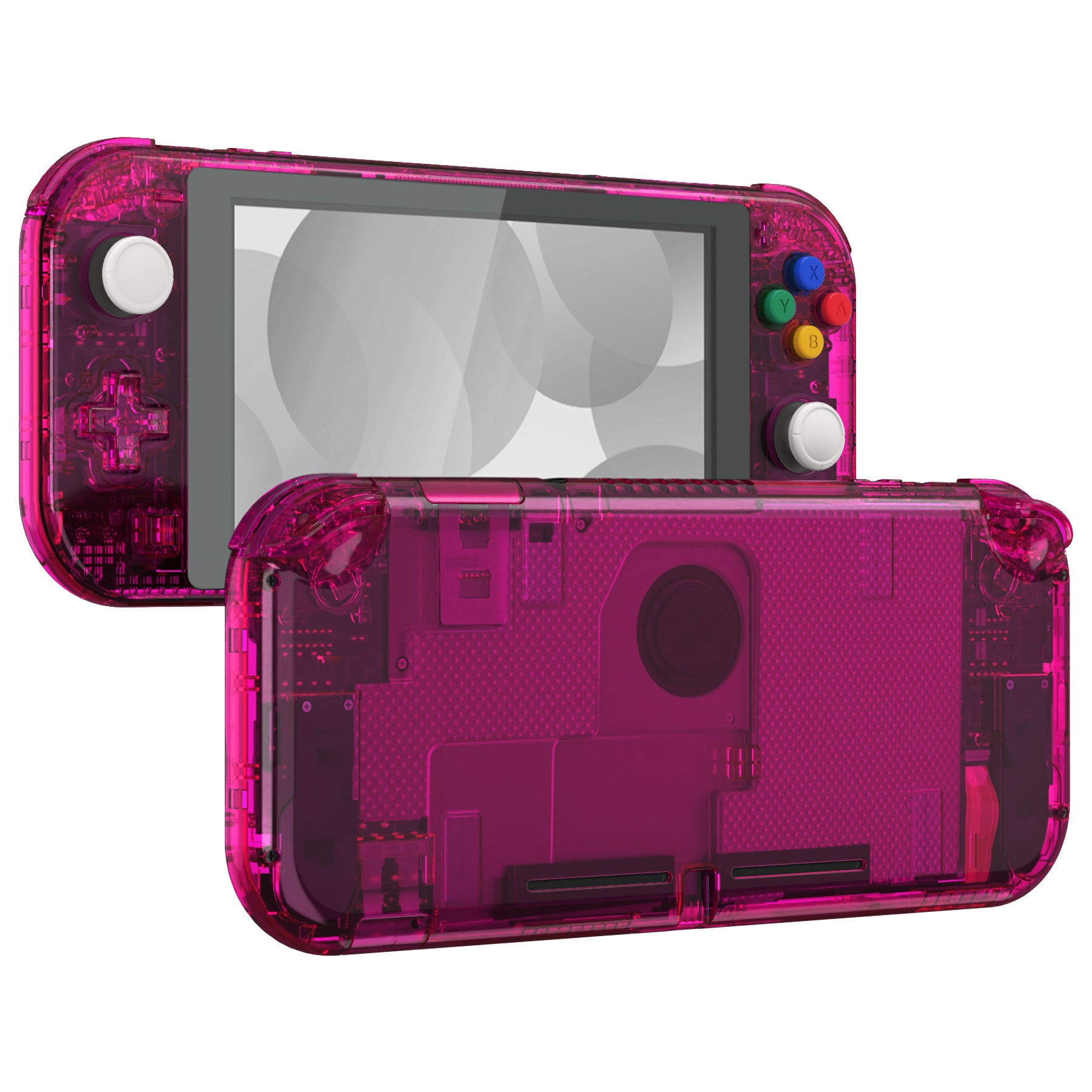 eXtremeRate Crystal Clear Candy Pink DIY Replacement Shell for Nintendo Switch Lite - Custom Controller Housing with Screen Protector | Perfect for Gaming Enthusiasts & DIY Modders | NSL Handheld Case Cover for Enhanced Protection & Style