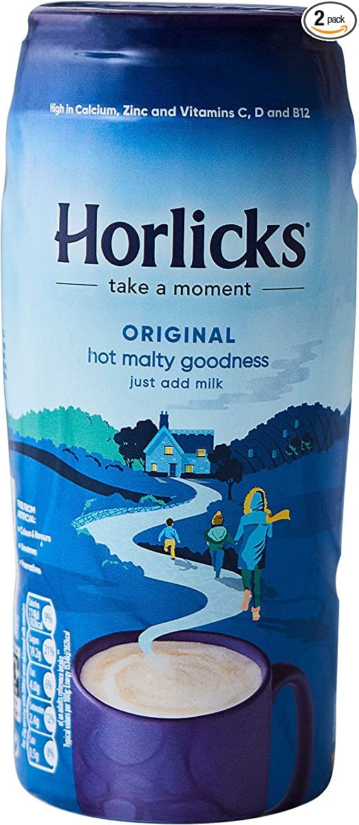 Horlicks Original Hot Malted Drink Powder - Rich in Calcium, Zinc & Vitamins C, D - Just Add Milk - 400g UK Import - Perfect for Bedtime Relaxation & Energy Boost