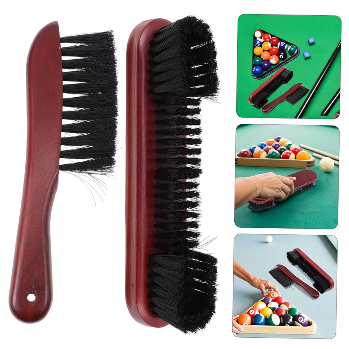 Premium Horsehair Pool Table Brush Set - 2-Piece Wooden Broom & Cleaning Tool for Billiard Accessories | Ideal for Home Game Rooms, Bars, and Professional Pool Halls