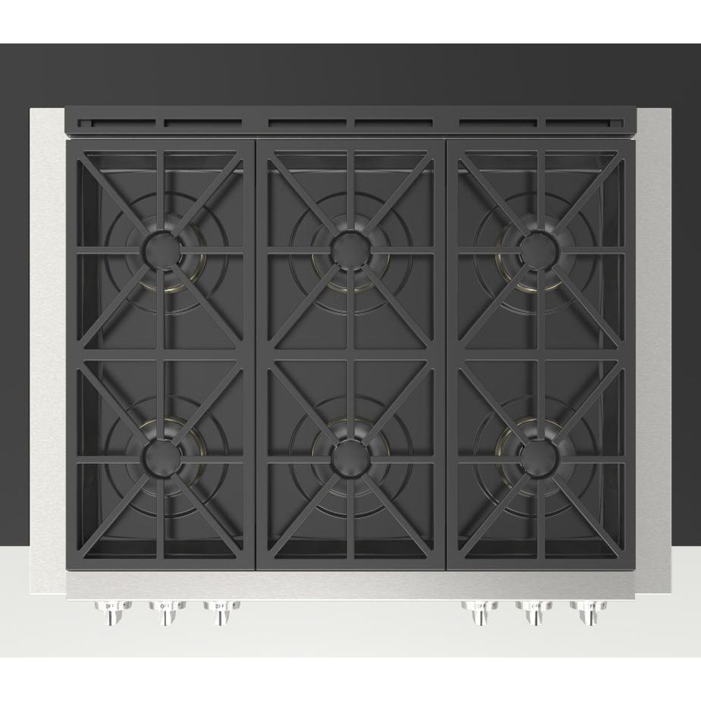 Fulgor Milano 36 Inch 600 Professional Series All Gas Rangetop Stainless Steel Cooktop F6GRT366S1 - Perfect for Professional Kitchens & Home Chefs