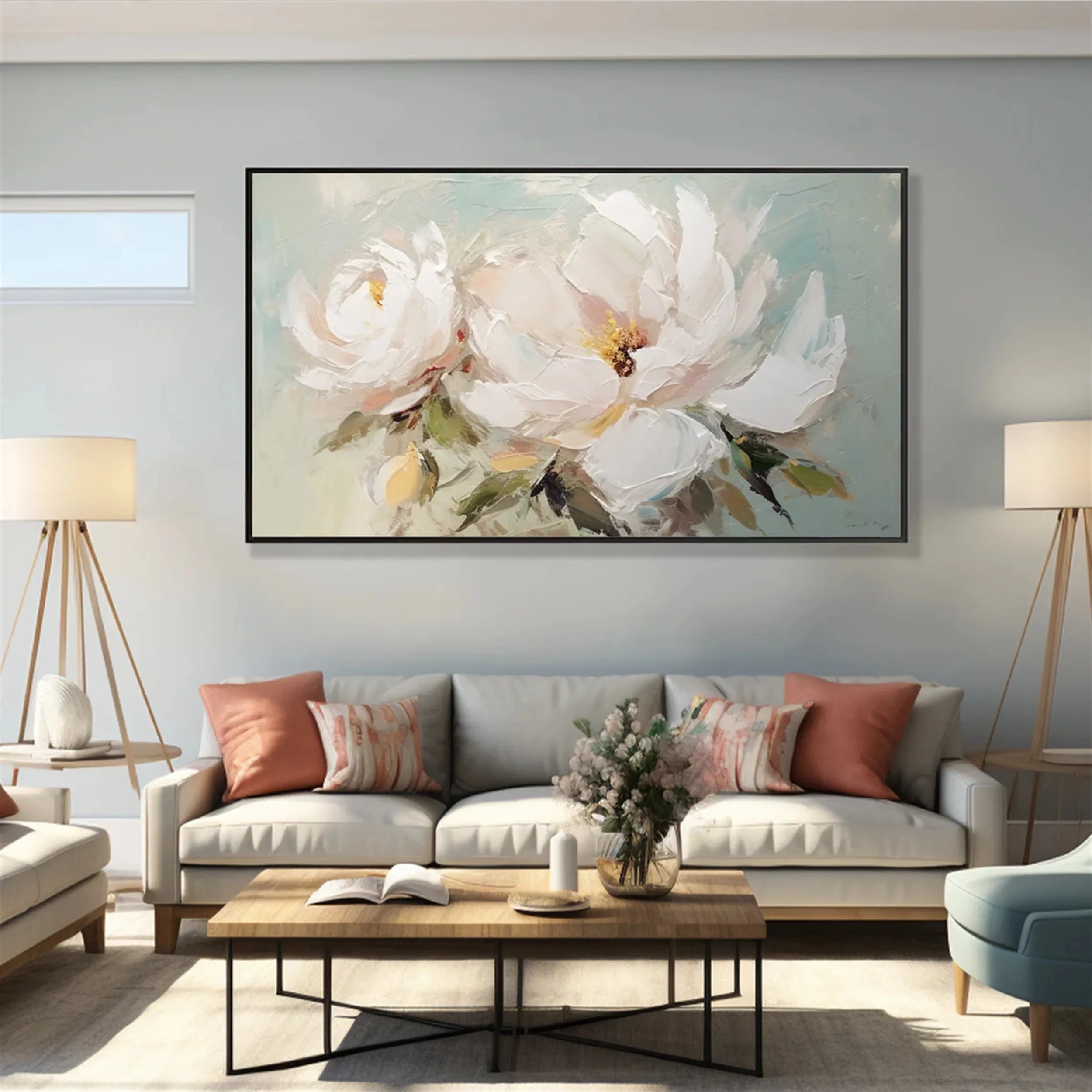 Flower and Tree Painting #FT054 - Handmade Canvas Art for Home Decor, Office Wall Art, Living Room & Bedroom Aesthetic