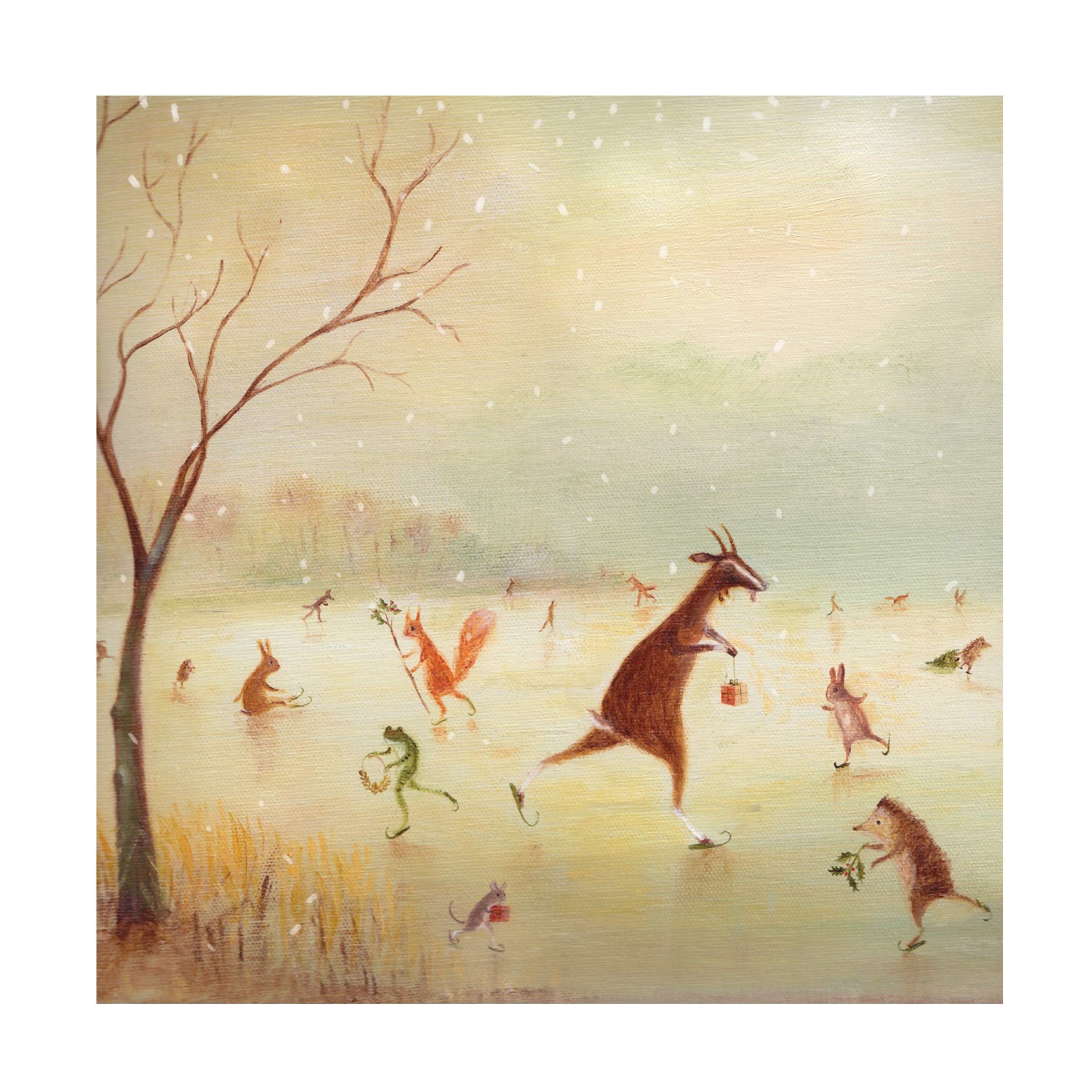 Trademark Fine Art - 18x18 The Winter Skaters by DD McInnes - Premium Canvas Wall Art - Perfect for Living Room, Bedroom & Office Decor