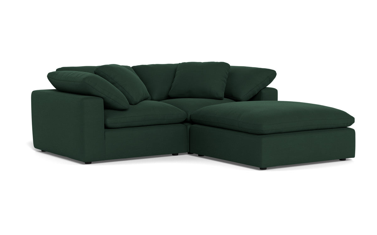 Fluffy 2-Piece Sectional Sofa with Ottoman - Soft Plush Fabric Modern Living Room Furniture for Small Spaces, Apartment & Cozy Home Decor