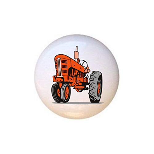 Farm Tractor Ceramic Drawer Knobs - Red Glossy Pulls for Cabinets & Dressers