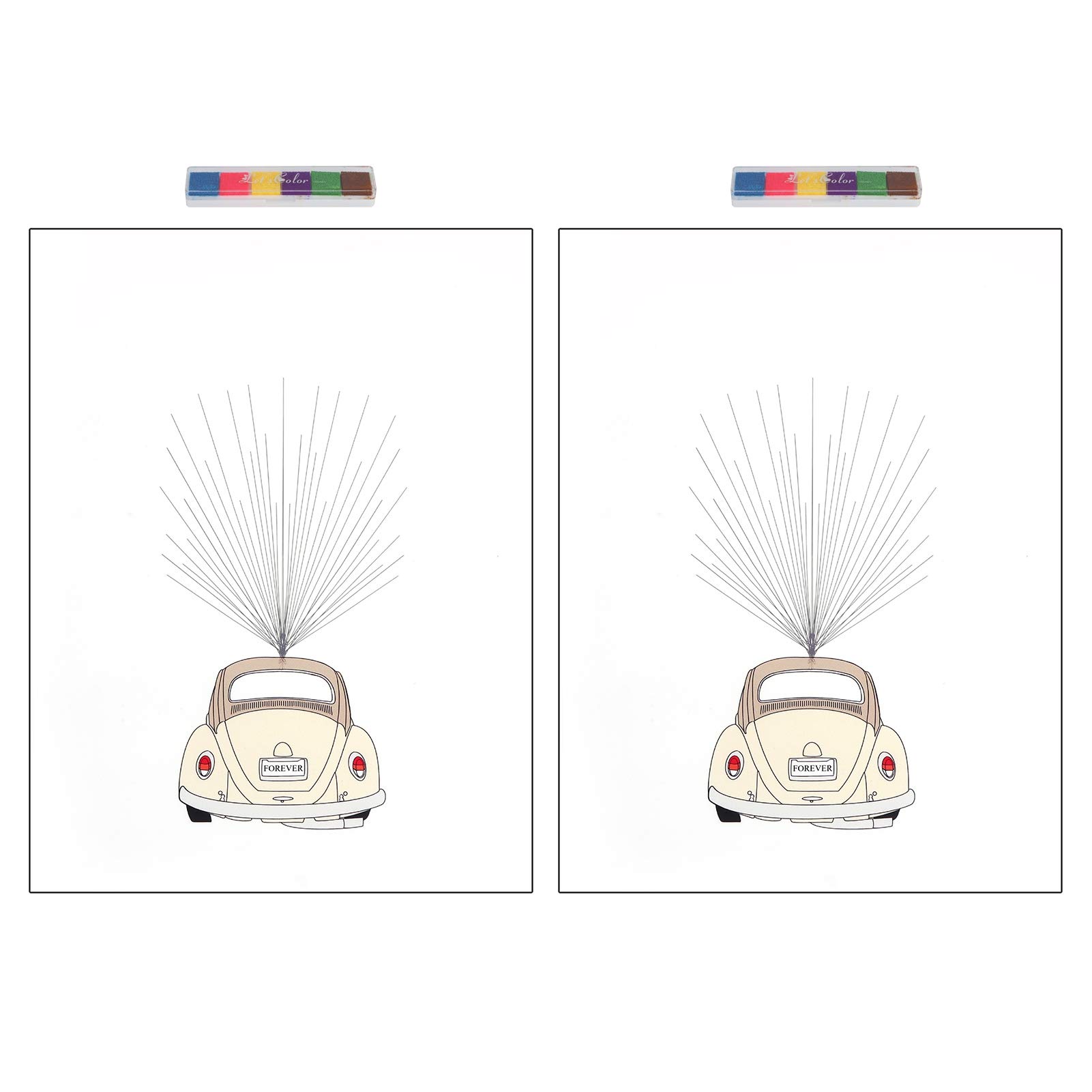 TOPINCN 2-Piece DIY Signature Painting Canvas Set - Fingerprint Guest Book for Wedding, Party & Event Decor - Unique Cartoon Style Keepsake for Anniversary, Baby Shower & Special Occasions