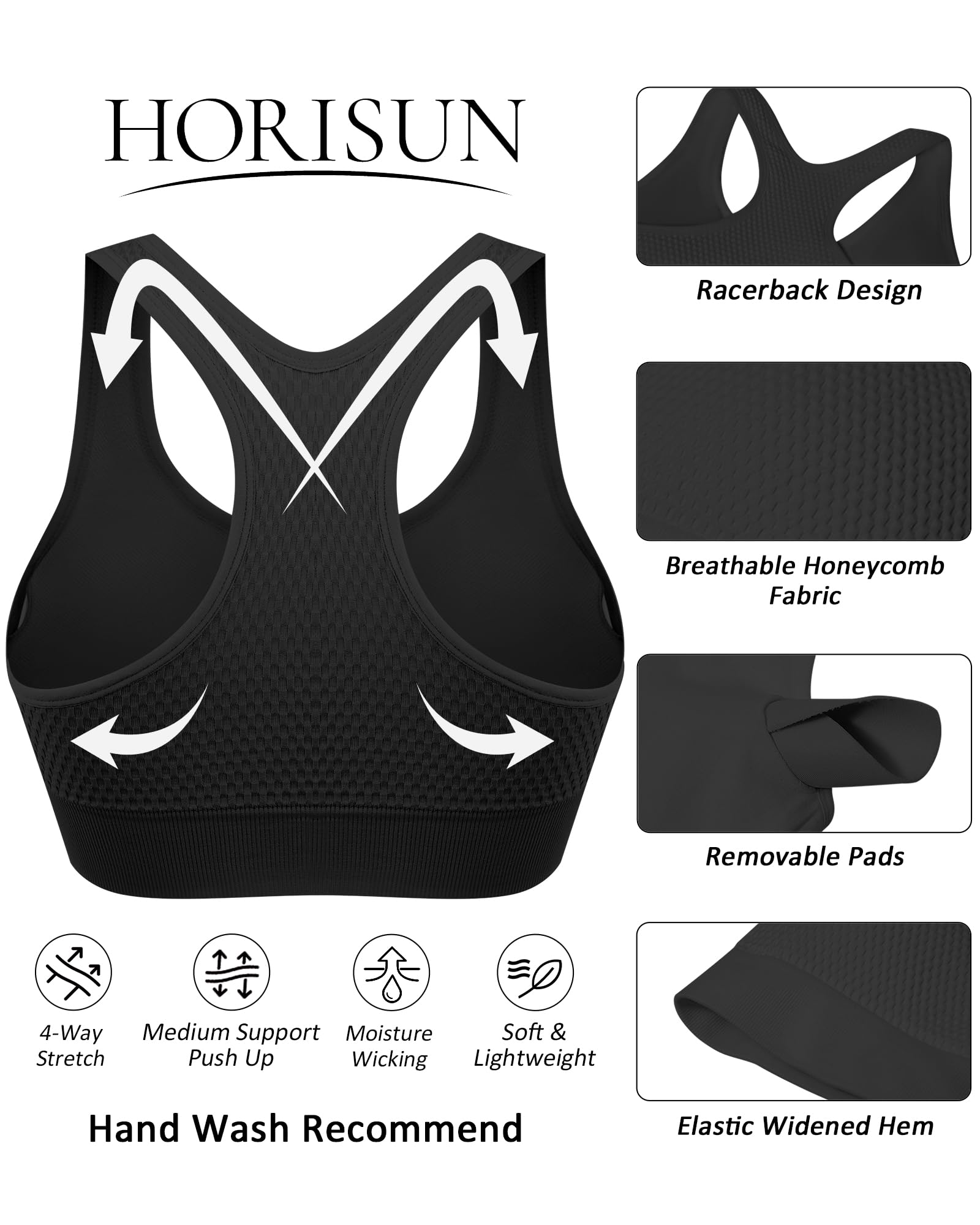 Women's Longline Padded Strappy Wireless V-Neck Sports Bra - Full Coverage Workout Bra for Running, Yoga & Gym - Comfortable Support for High-Intensity Exercise