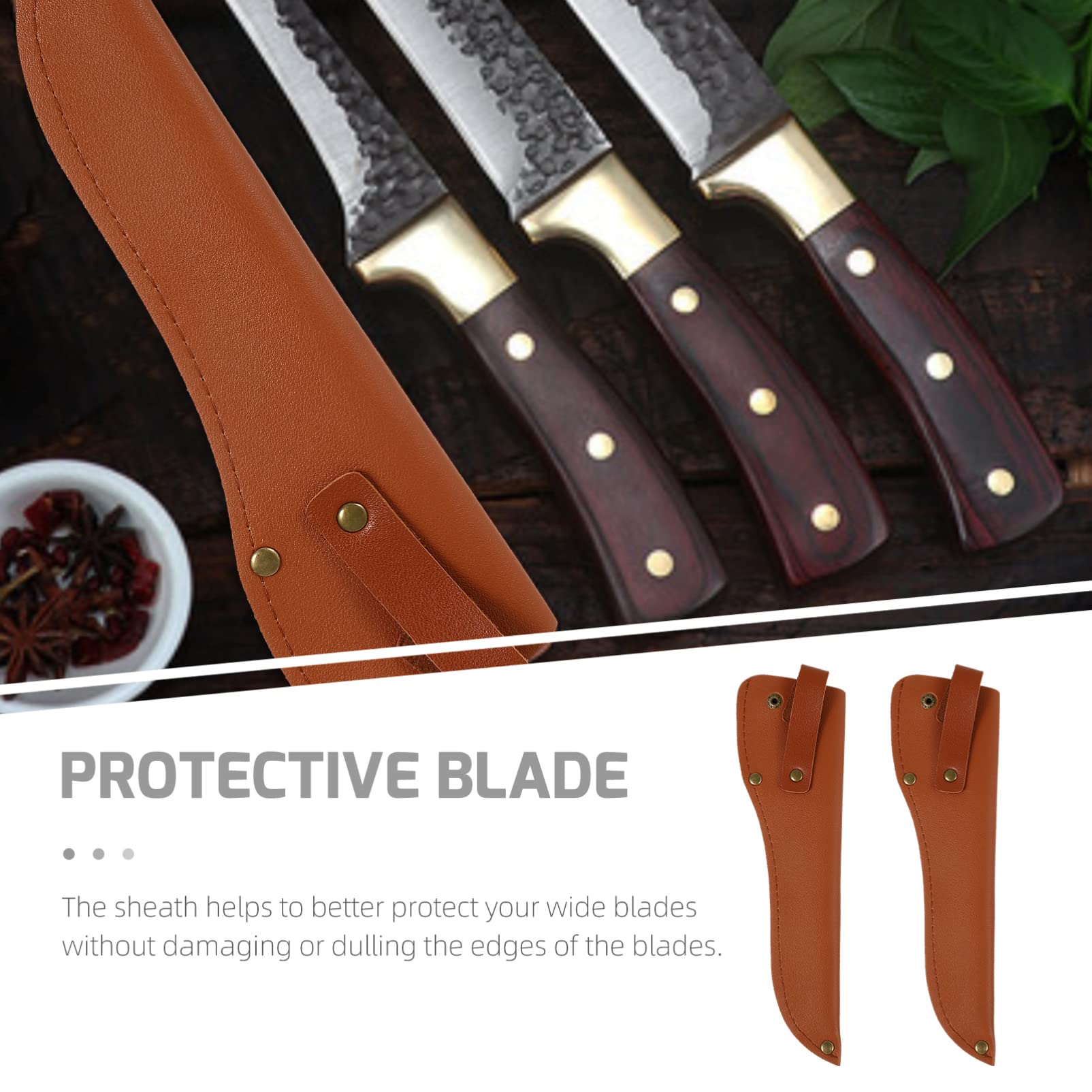 Hemoton 2-Piece Leather Knife Sheath Set - Protective Scabbard Cover for Kitchen Cutters & Knives | Durable Knife Accessories Storage Case for Home, Camping & Outdoor Use