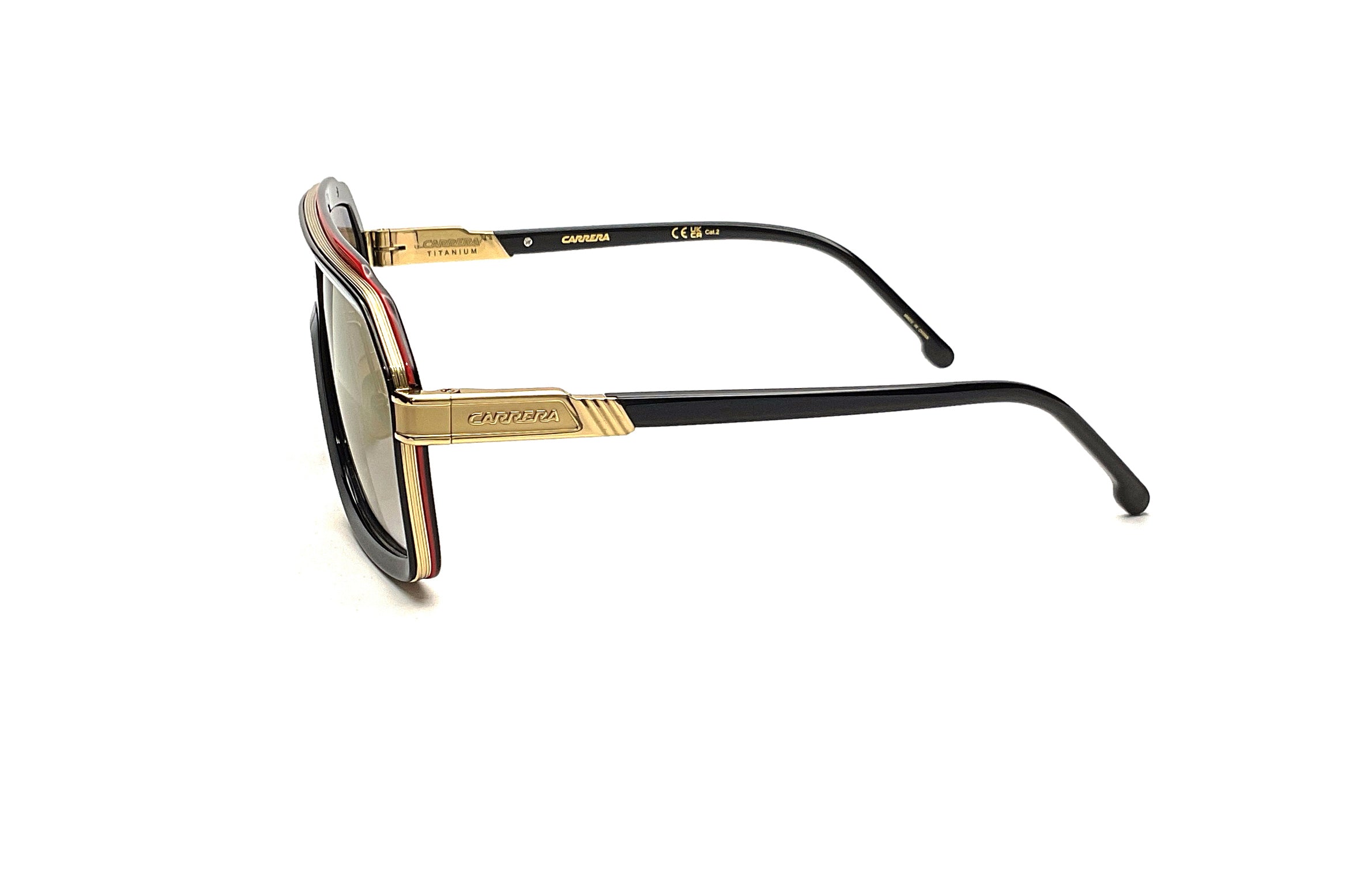 Carrera CA 1053 Sunglasses - Black & Red Aviator Style for Men & Women - Perfect for Driving, Outdoor Sports & Fashion Accessories