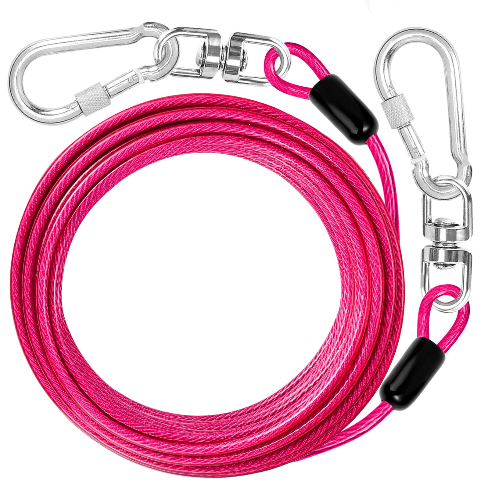 Jenico 20ft Heavy Duty Dog Tie Out Cable - 500 lbs Capacity Outdoor Dog Lead for Small & Large Dogs - Secure Yard Tether for Camping, Backyard & Patio Use