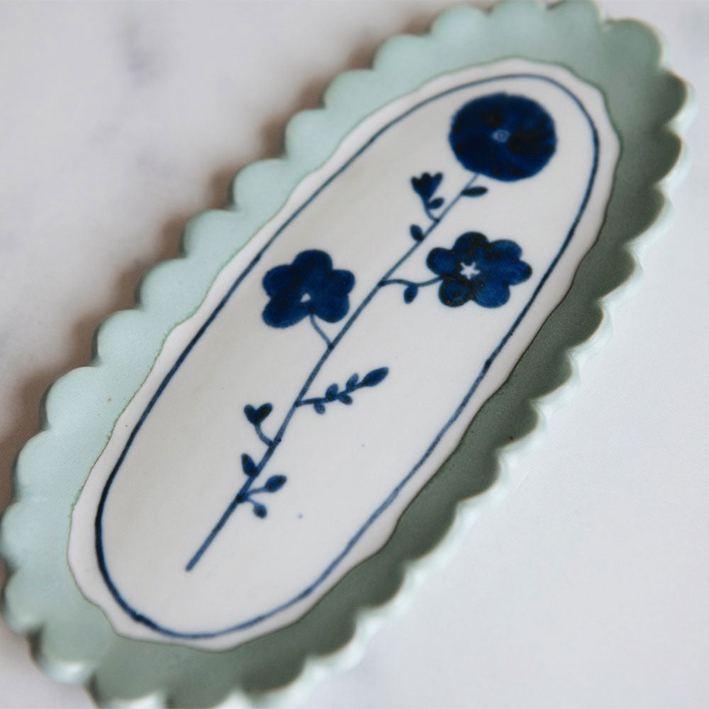 Hand Painted Ceramic Tray - Decorative Serving Dish for Coffee, Jewelry & Bathroom Essentials | Elegant Home Decor Gift for Women