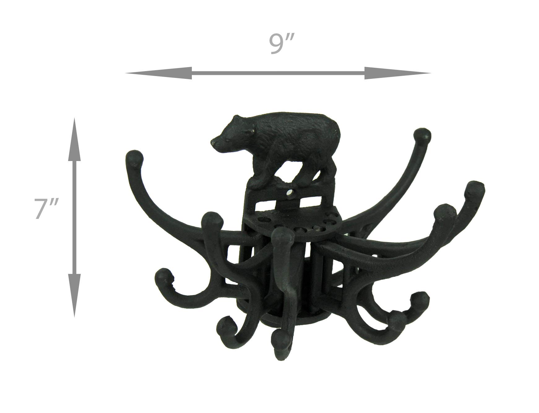 Rustic Black Cast Iron Bear Wall Hook with Pivot - Heavy Duty Coat Hanger for Entryway, Bedroom, or Bathroom Organization