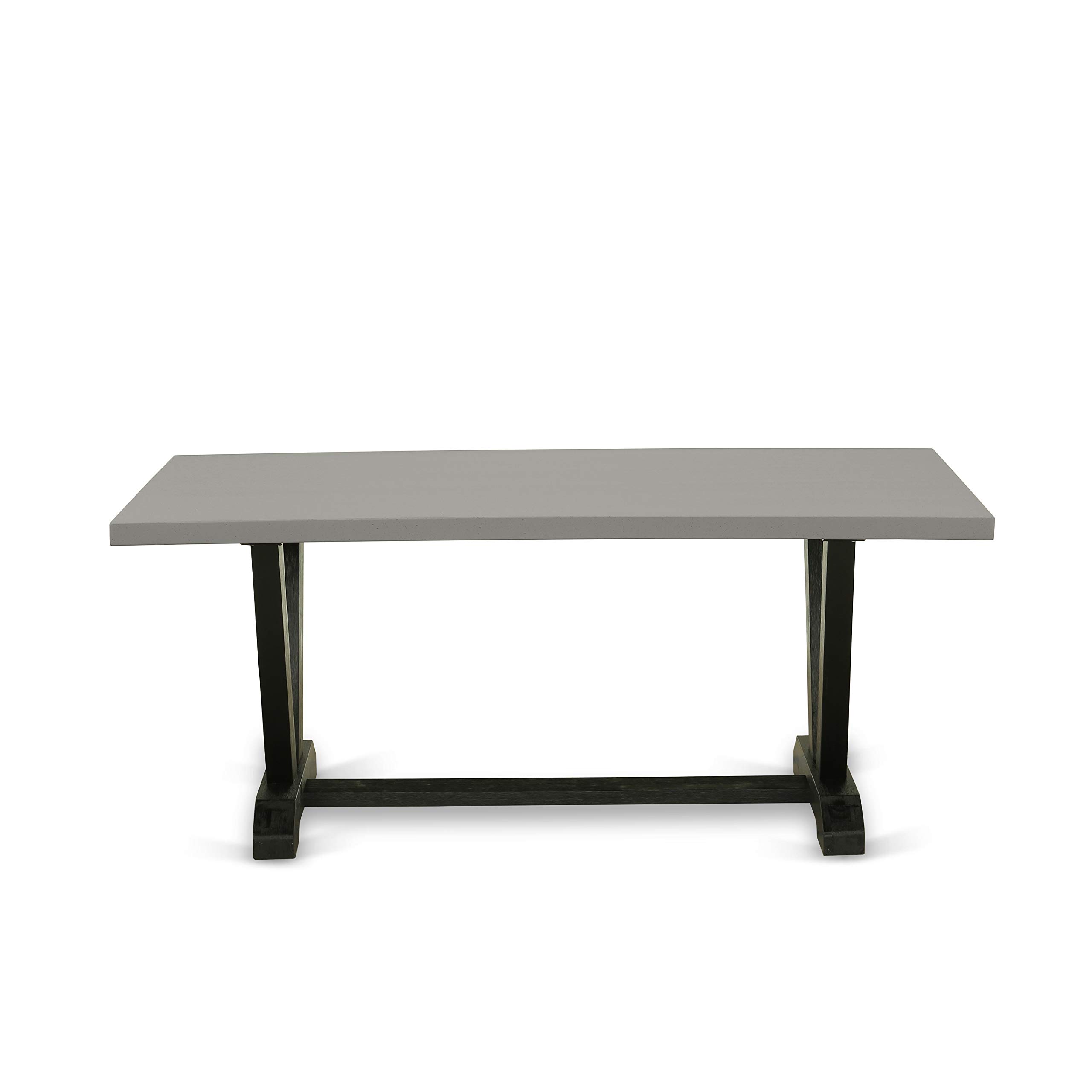 East West Furniture 5-Piece Kitchen Dining Set - 40x72 Inch Rectangle Table with V-Legs & 4 Black Linen Fabric Chairs | Modern Dining Room Furniture for Small Spaces | Perfect for Family Meals, Dinner Parties, and Everyday Use