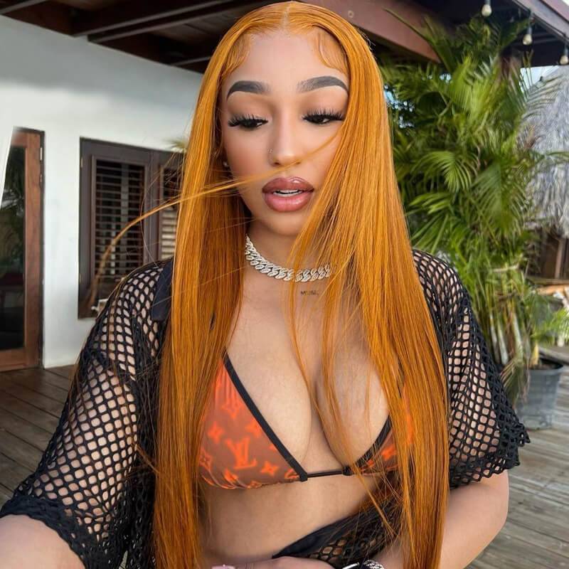 Eullair Golden Yellow Body Wave/Straight Wig with Transparent Lace Front - 100% Human Hair Wigs for Black Women | Natural Look for Daily Wear, Parties & Special Occasions