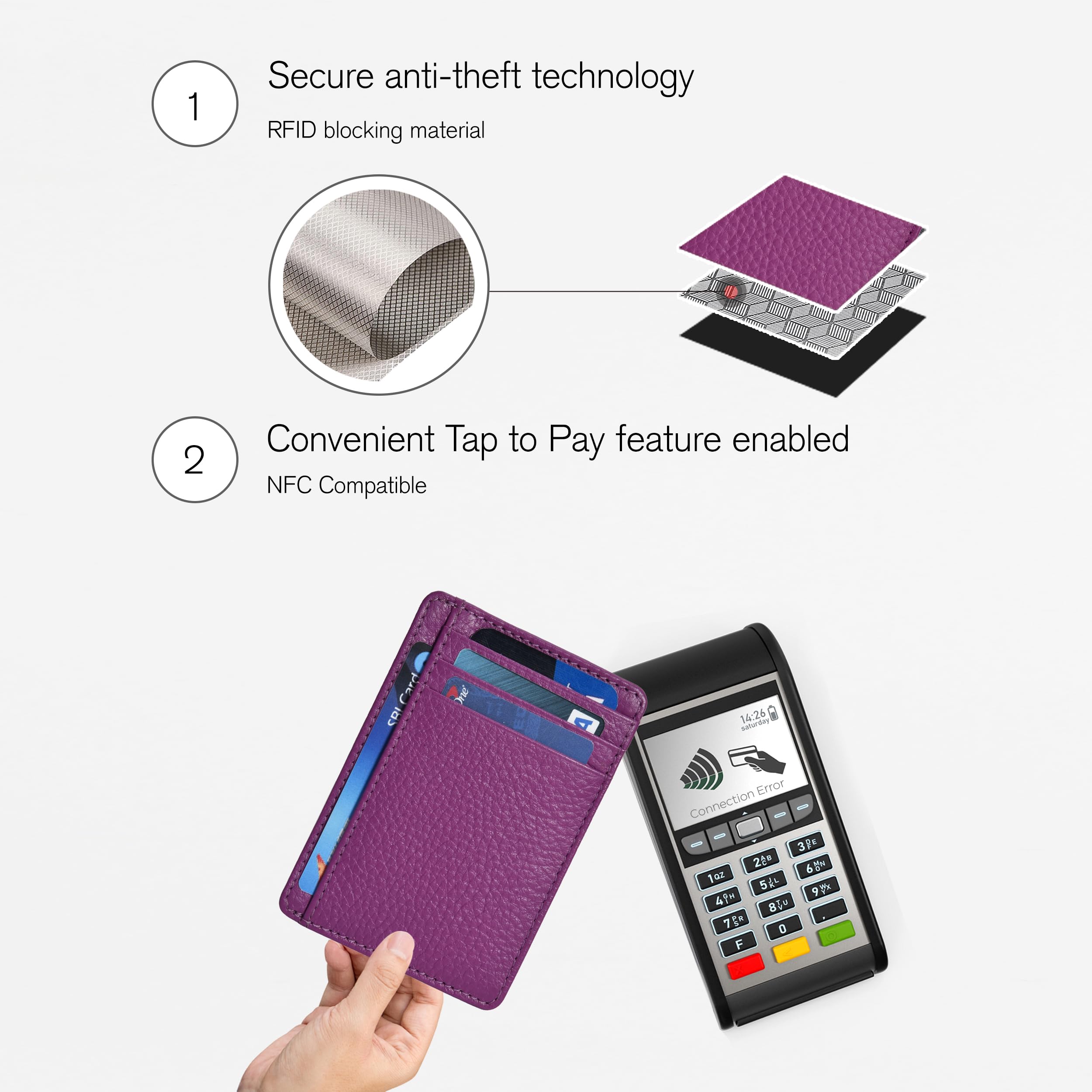 Slim RFID Blocking Leather Wallet for Men & Women - Minimalist Front Pocket Card Holder with Money Clip | Perfect for Travel, Everyday Carry & Gift Giving
