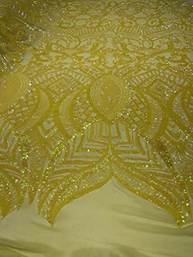 Yellow Iridescent on Yellow Mesh