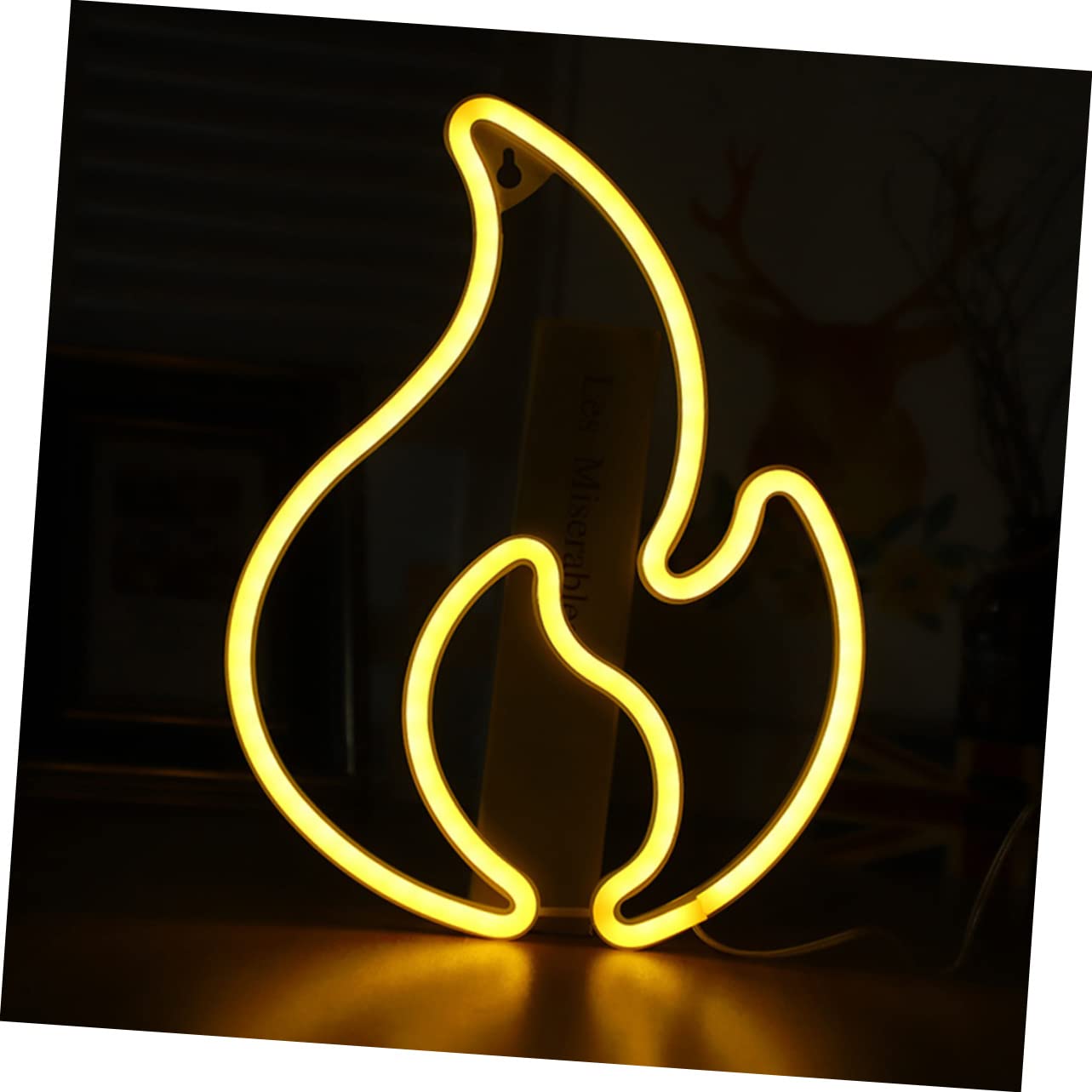 ETHZZLE LED Flame Effect Night Light - Dimmable Plastic Neon Lamp for Home, Office, Study - Creates Warm Ambiance | Perfect for Bedroom Decor, Relaxation & Mood Lighting