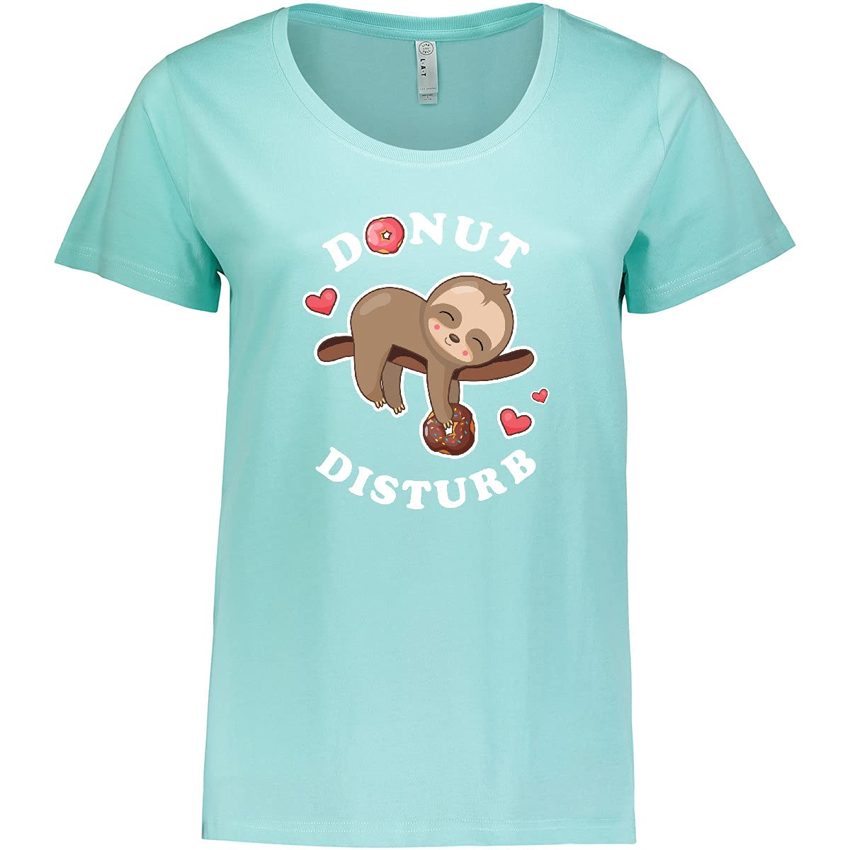 Inktastic Donut Disturb Sloth Women's Plus Size T-Shirt - Cute Funny Graphic Tee for Casual Wear, Lounge, Sleep & Vacation Outfits