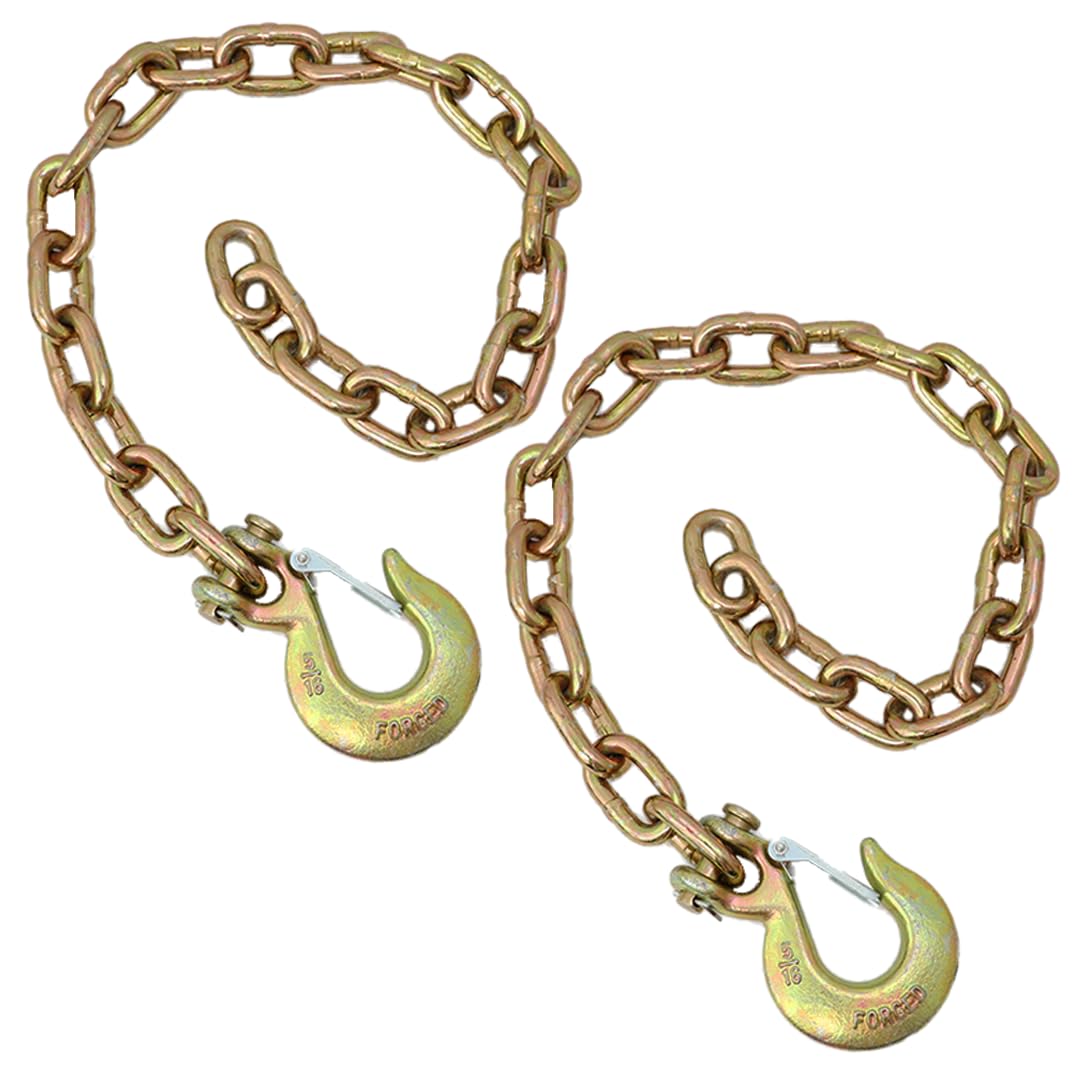 5/16” x 35” Trailer Safety Chains - 2 Pack Grade 70 Transport Chain with Clevis Hooks for Towing, Boat Trailers & Utility Hauling - Heavy Duty Vehicle Accessories